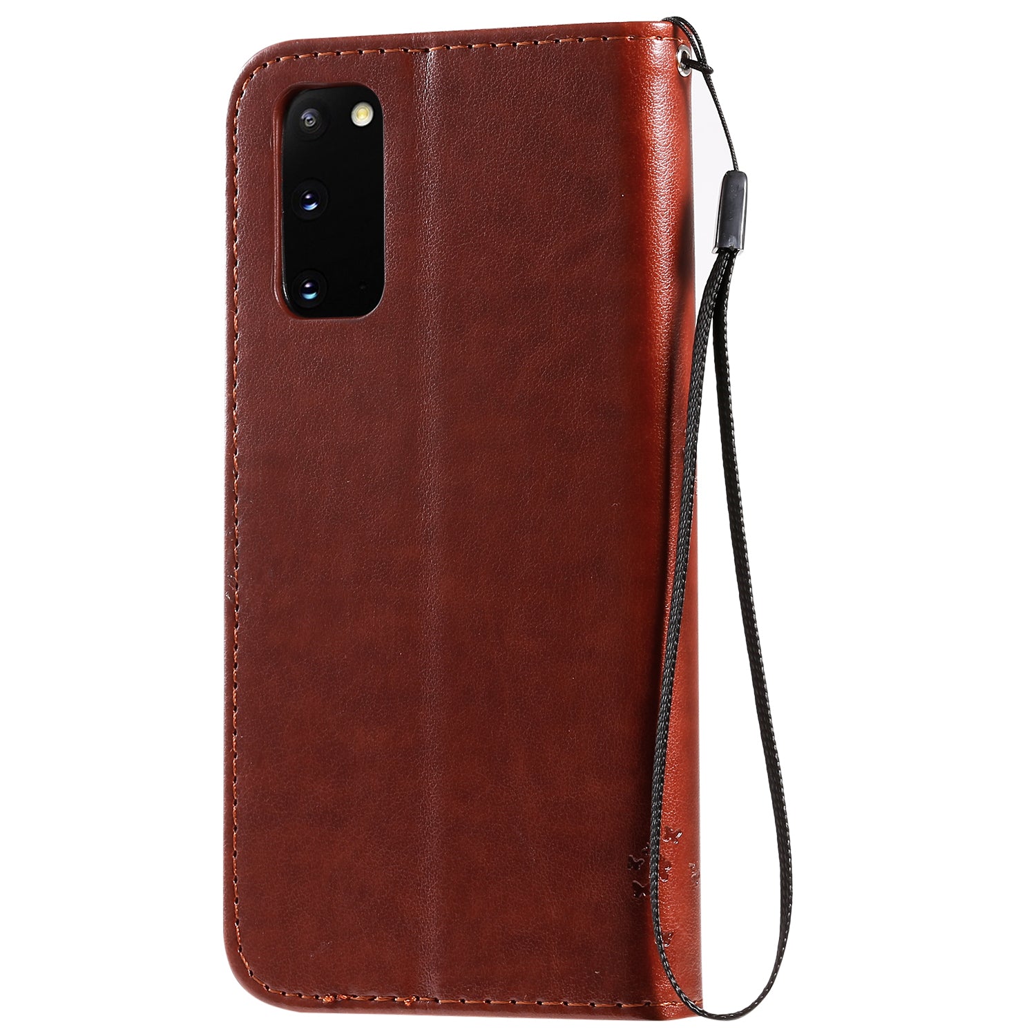 KT Imprinting Flower Series-3 Cat and Tree Imprinting Adjustable Stand Design Leather Cover + TPU Inner Phone Wallet Case for Samsung Galaxy S20 4G/S20 5G - Coffee