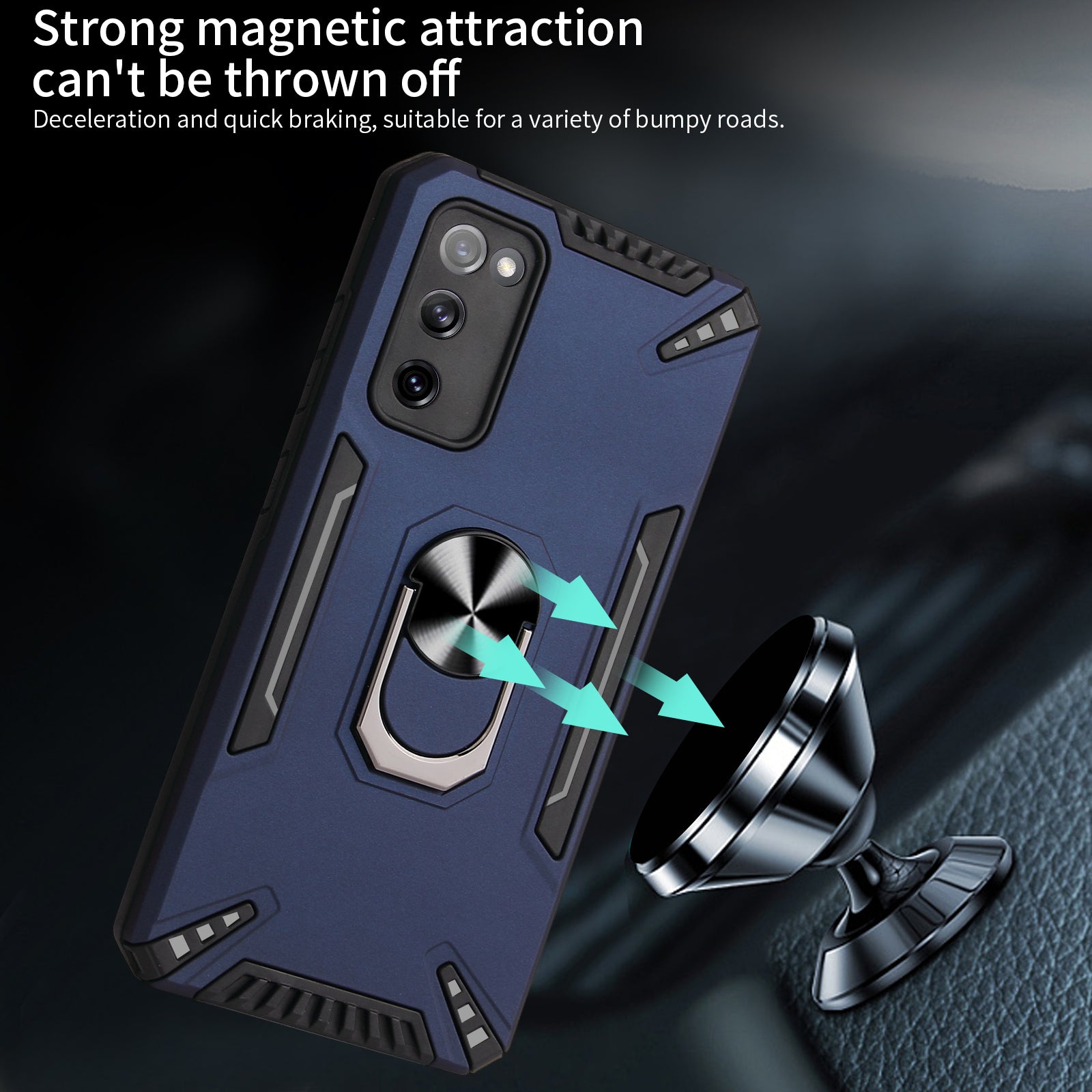 Built-In Metal Sheet Kickstand Design Hybrid Phone Case Cover Shell for Samsung Galaxy S20 FE 2022/S20 FE 4G/S20 FE 5G/S20 Lite - Black