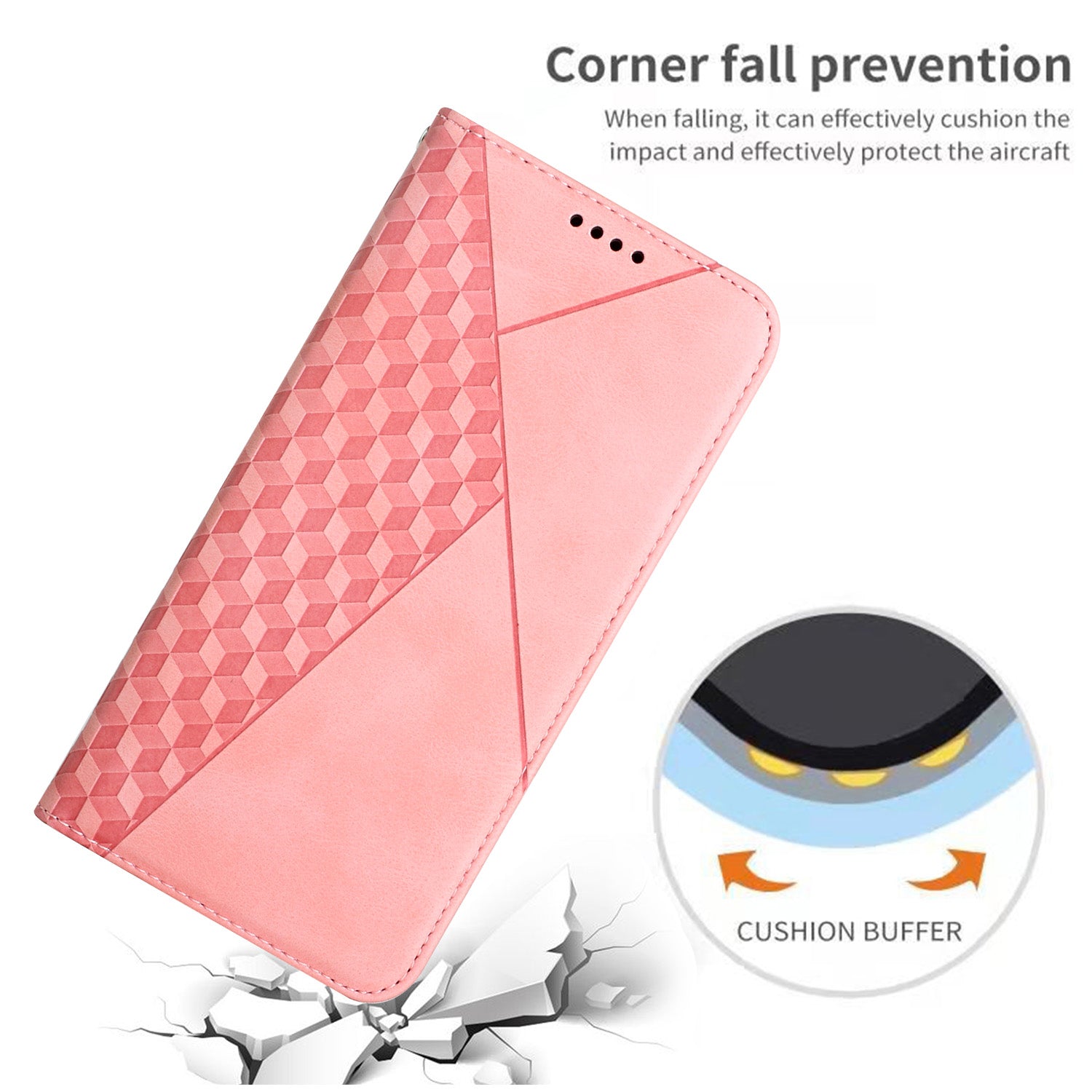 Skin-touch Feel Geometric Pattern Magnetic Absorption Leather Case Stand Wallet Shell for Samsung Galaxy S20 Ultra - Rose Gold