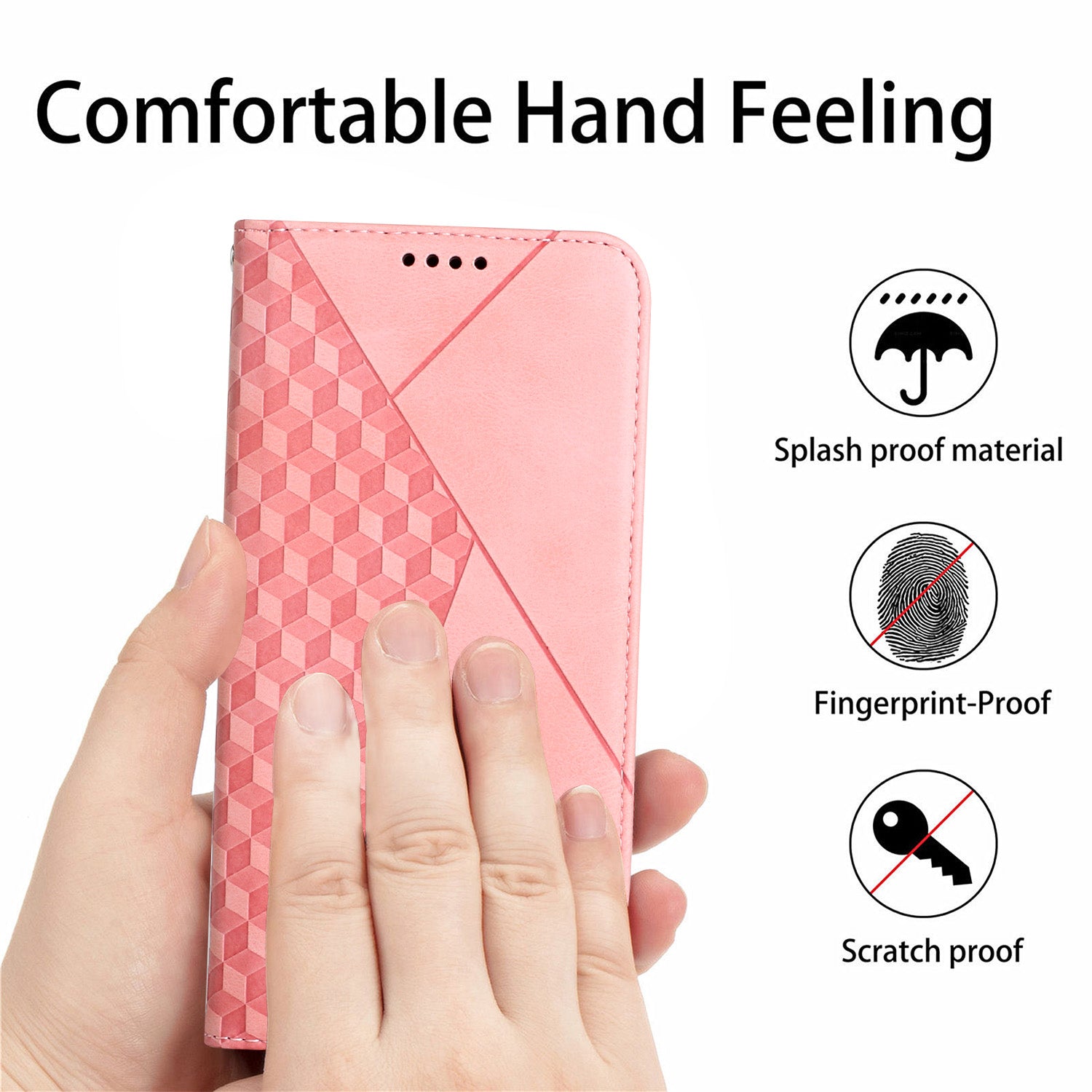 Skin-touch Feel Geometric Pattern Magnetic Absorption Leather Case Stand Wallet Shell for Samsung Galaxy S20 Ultra - Rose Gold