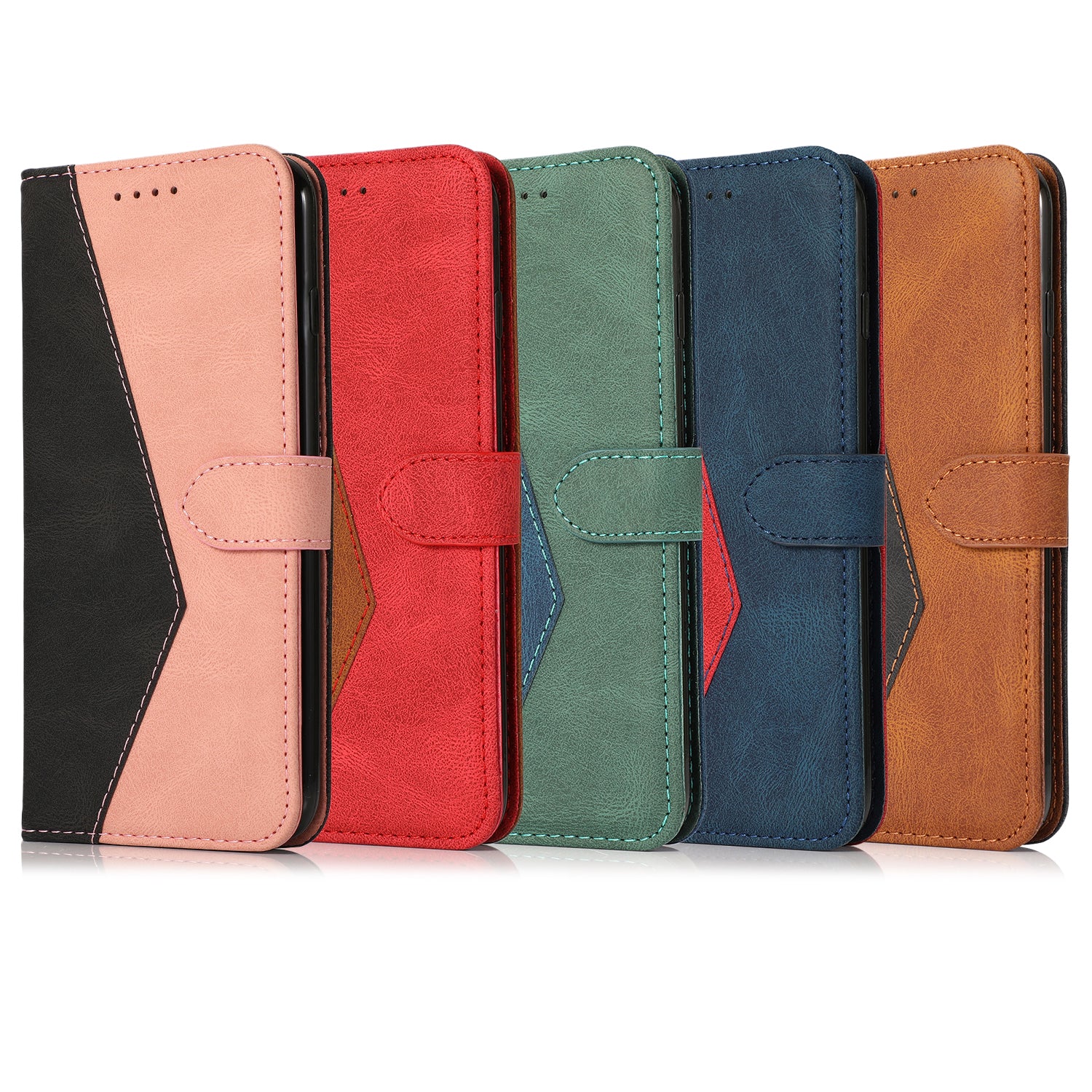 Anti-Drop Dual Color Anti-Scratch Wallet Design Leather Phone Case with Stand and Strap for Samsung Galaxy S20 Ultra - Blue/Green