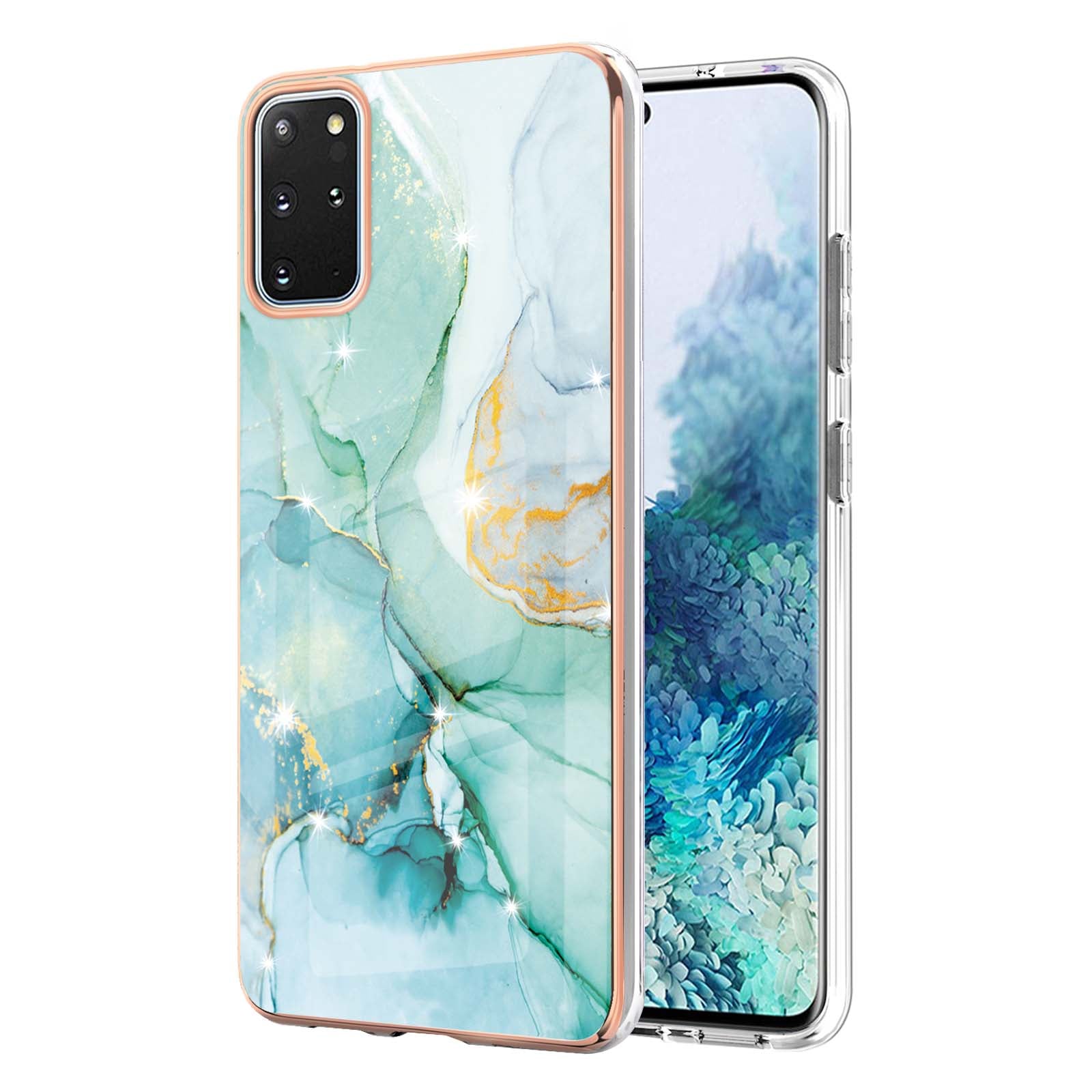 IMD IML Electroplating Marble Pattern Scratch-resistant Back Case Protective Cover for Samsung Galaxy S20 Plus 4G/5G - Green 003