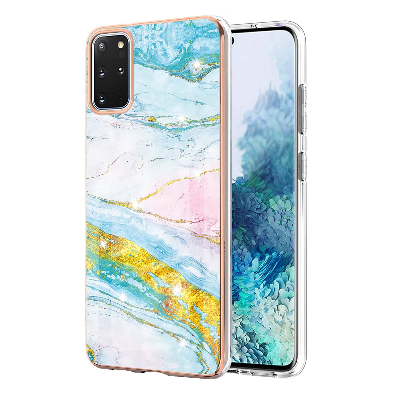 IMD IML Electroplating Marble Pattern Scratch-resistant Back Case Protective Cover for Samsung Galaxy S20 Plus 4G/5G - Green 004