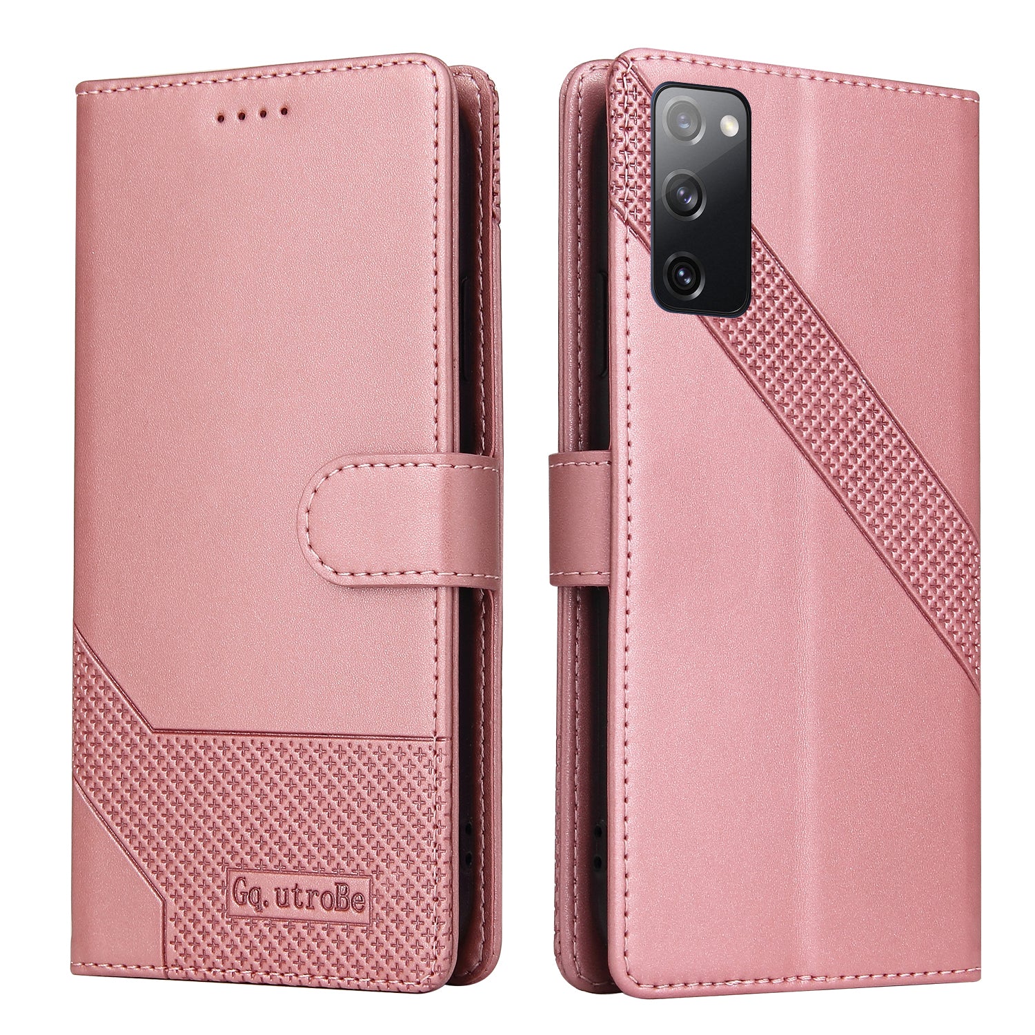 GQ.UTROBE 009 Series Multi-function Card Slot Phone Cover Leather Wallet Phone Case with Stand for Samsung Galaxy S20 FE 2022/S20 FE 4G/S20 FE 5G/S20 Lite - Rose Gold