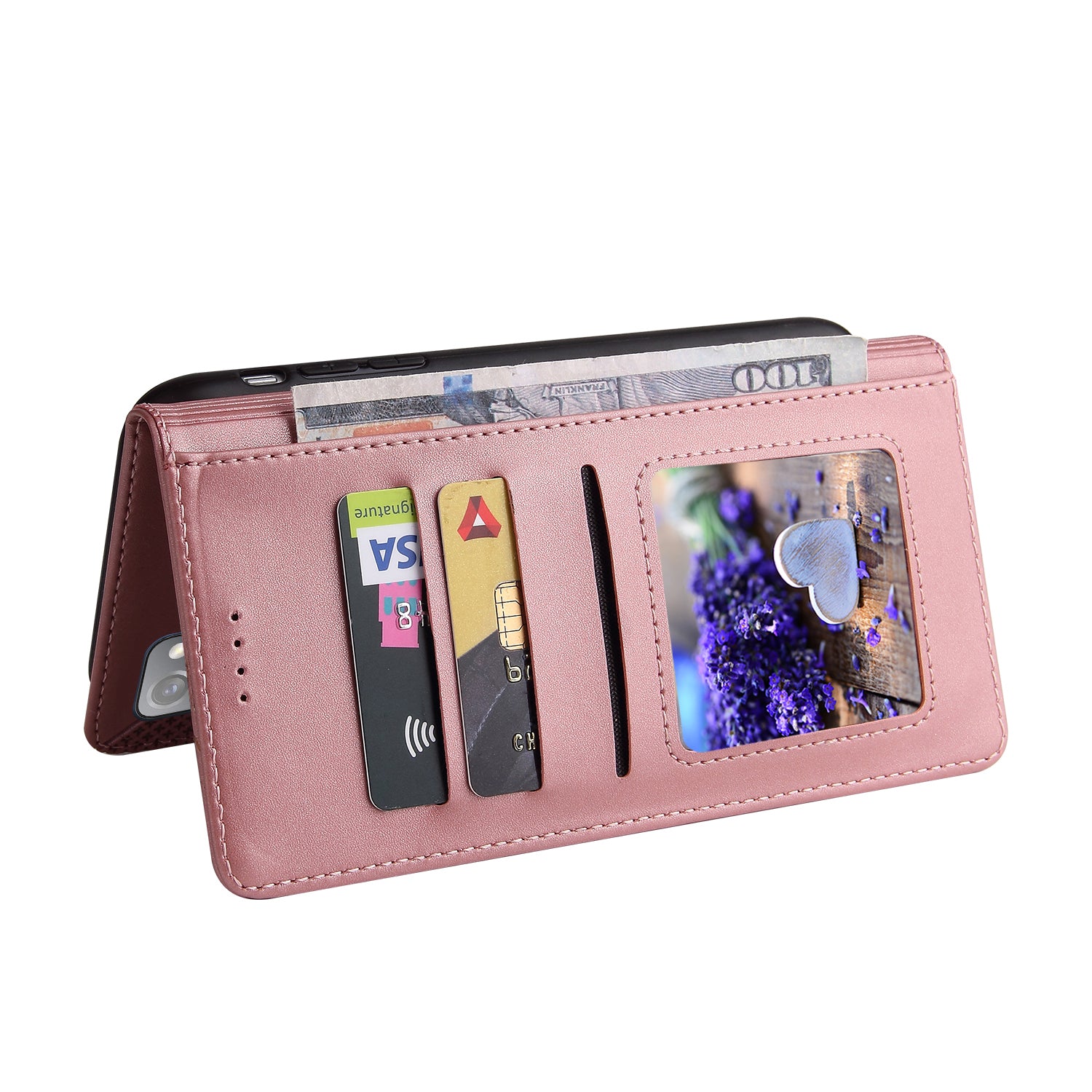 GQ.UTROBE 009 Series Multi-function Card Slot Phone Cover Leather Wallet Phone Case with Stand for Samsung Galaxy S20 FE 2022/S20 FE 4G/S20 FE 5G/S20 Lite - Rose Gold