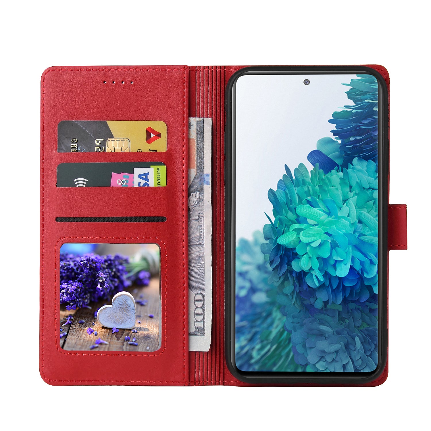 GQ.UTROBE 009 Series Multi-function Card Slot Phone Cover Leather Wallet Phone Case with Stand for Samsung Galaxy S20 FE 2022/S20 FE 4G/S20 FE 5G/S20 Lite - Red