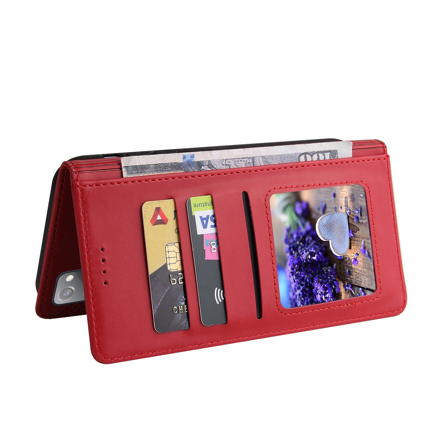 GQ.UTROBE 009 Series Multi-function Card Slot Phone Cover Leather Wallet Phone Case with Stand for Samsung Galaxy S20 FE 2022/S20 FE 4G/S20 FE 5G/S20 Lite - Red