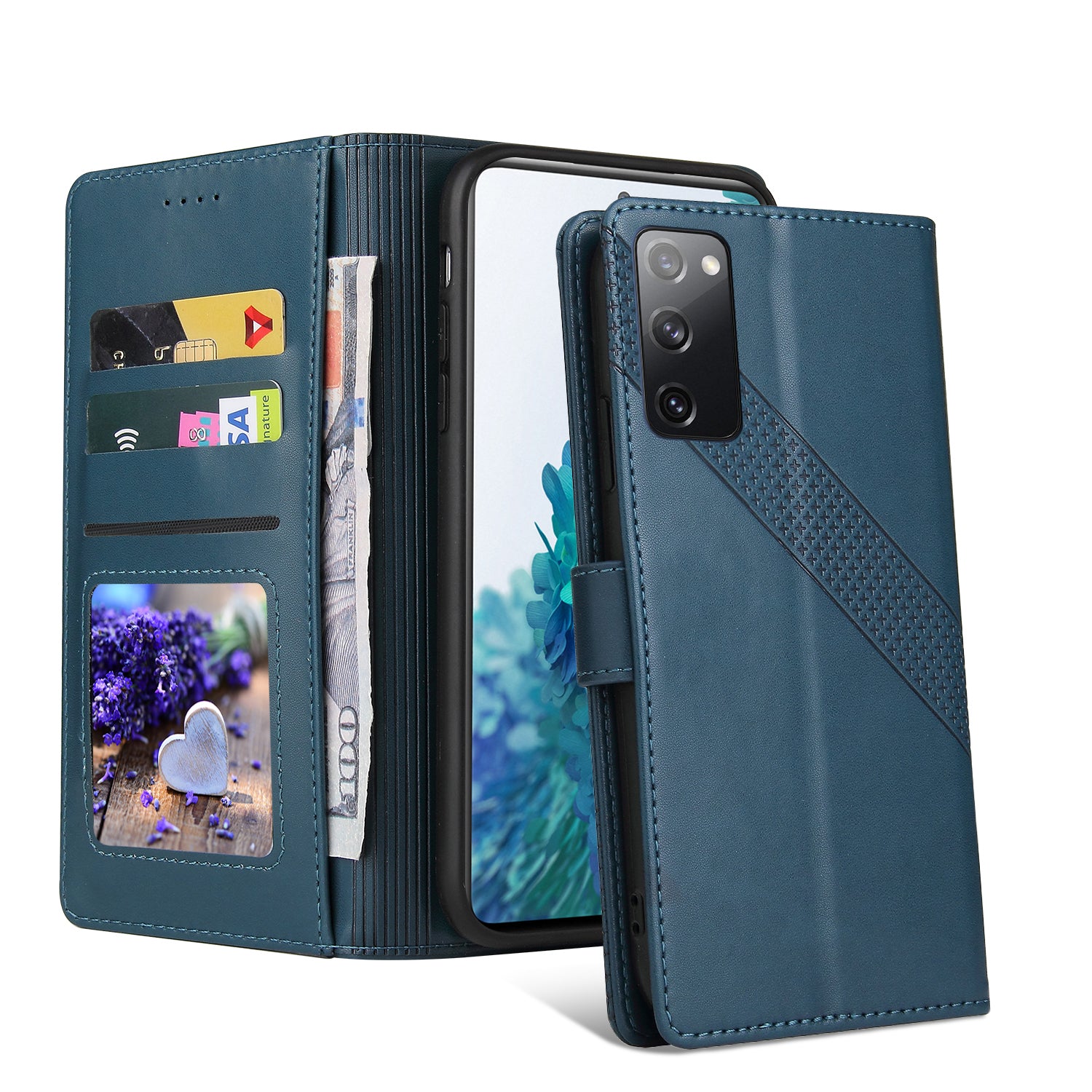 GQ.UTROBE 009 Series Multi-function Card Slot Phone Cover Leather Wallet Phone Case with Stand for Samsung Galaxy S20 FE 2022/S20 FE 4G/S20 FE 5G/S20 Lite - Blue