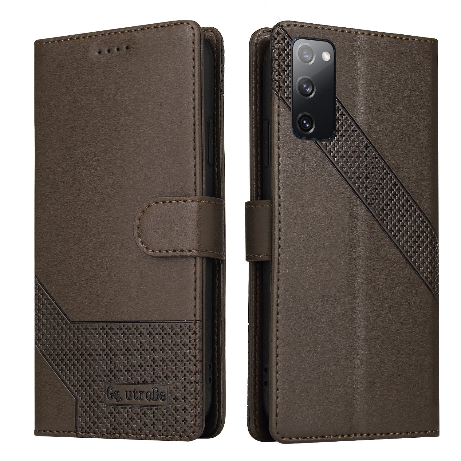 GQ.UTROBE 009 Series Multi-function Card Slot Phone Cover Leather Wallet Phone Case with Stand for Samsung Galaxy S20 FE 2022/S20 FE 4G/S20 FE 5G/S20 Lite - Brown