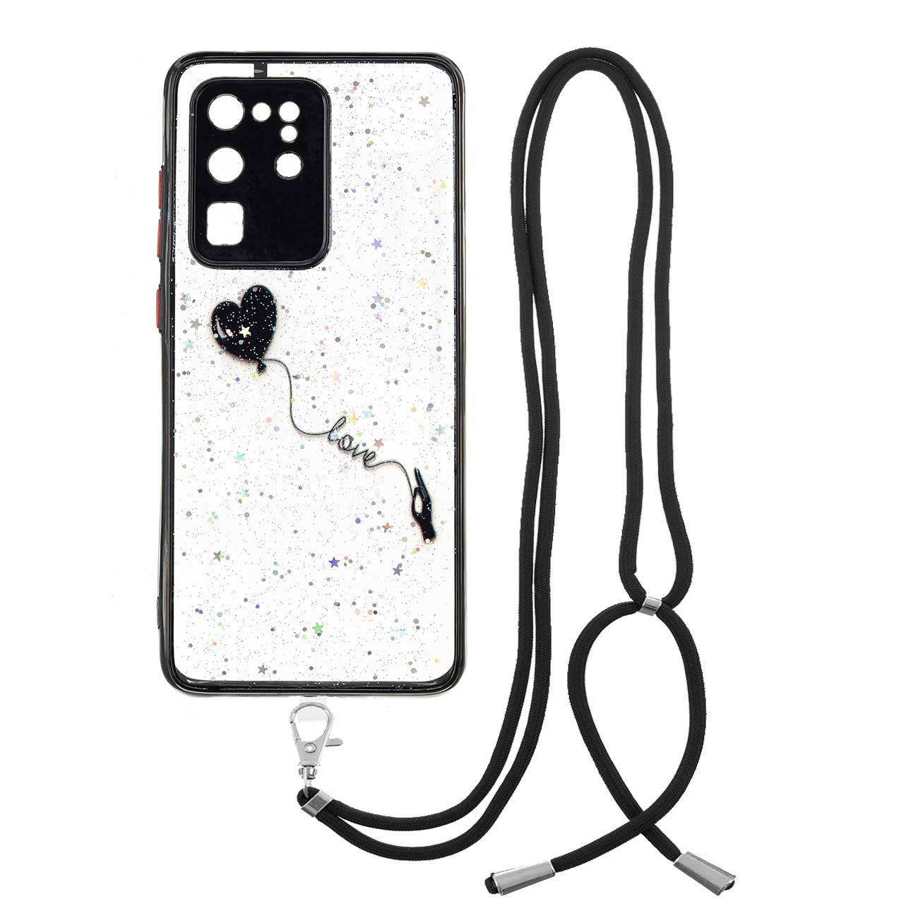 Pattern Printing Precise Cutouts PC + TPU Hybrid Case Clear Mobile Phone Cover for Samsung Galaxy S20 Ultra - Heart