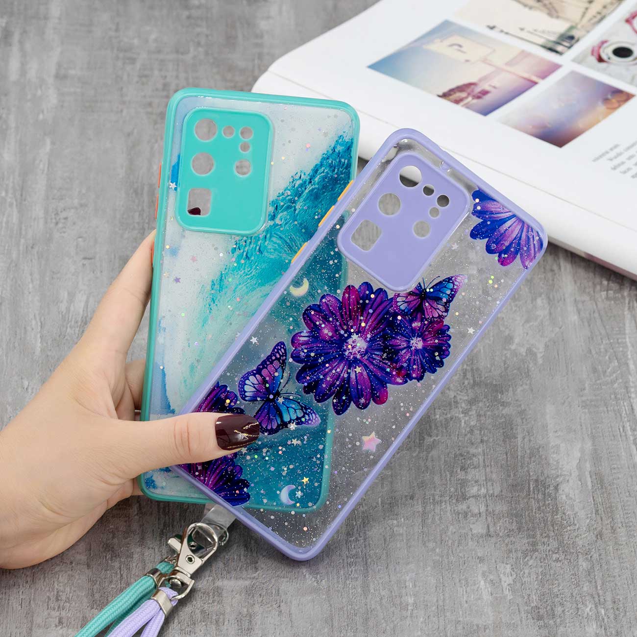 Pattern Printing Precise Cutouts PC + TPU Hybrid Case Clear Mobile Phone Cover for Samsung Galaxy S20 Ultra - Wave