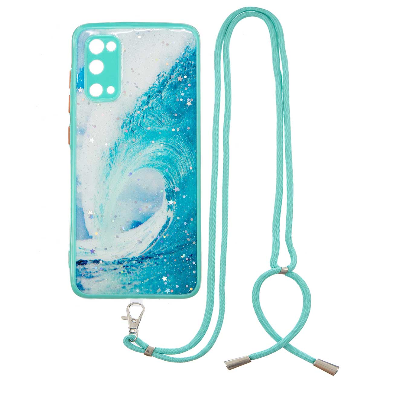 Pattern Printing Anti-scratch Clear Phone Cover Shockproof Phone Case with Lanyard for Samsung Galaxy S20 Lite/S20 FE/S20 FE 5G/S20 FE 2022 - Wave