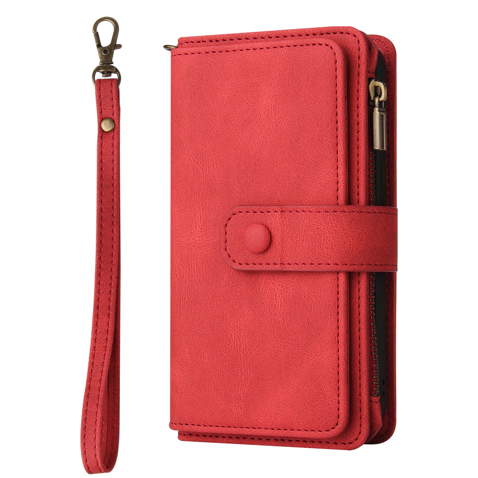 For Samsung Galaxy S20 FE 2022/S20 FE 4G/S20 FE 5G/S20 Lite KT Multi-functional Series-2 All-Round Protections Multiple Card Slots Folio Flip Phone Case with Zipper Pocket and Stand - Red