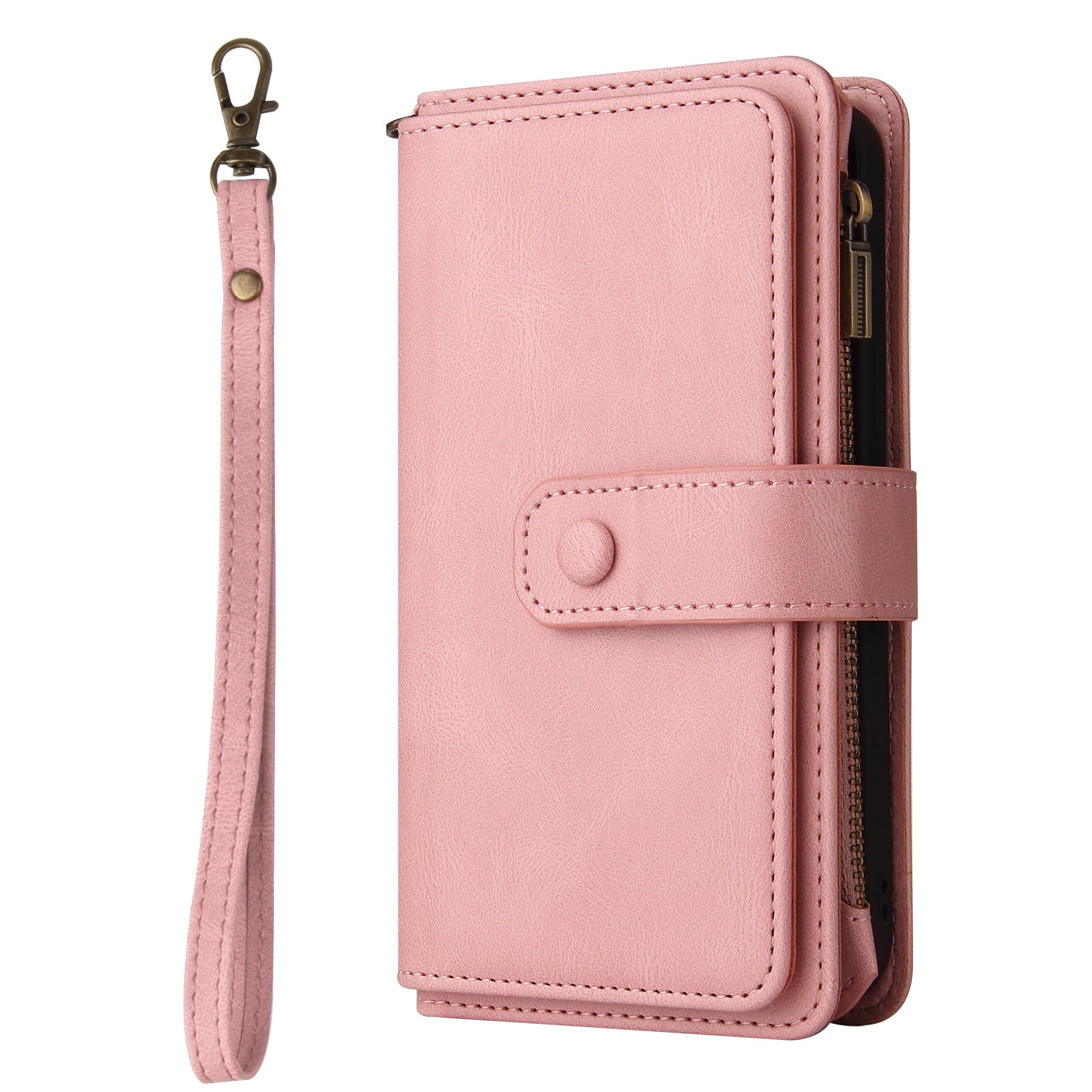 For Samsung Galaxy S20 FE 2022/S20 FE 4G/S20 FE 5G/S20 Lite KT Multi-functional Series-2 All-Round Protections Multiple Card Slots Folio Flip Phone Case with Zipper Pocket and Stand - Pink