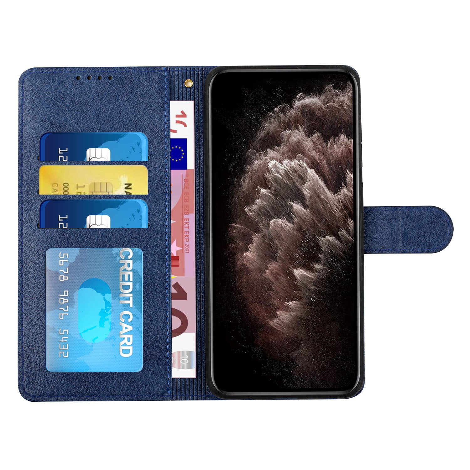 Imprinting Girl Pattern Stand Wallet Design PU Leather Protective Phone Case Shell for Samsung Galaxy S20 Ultra - Blue