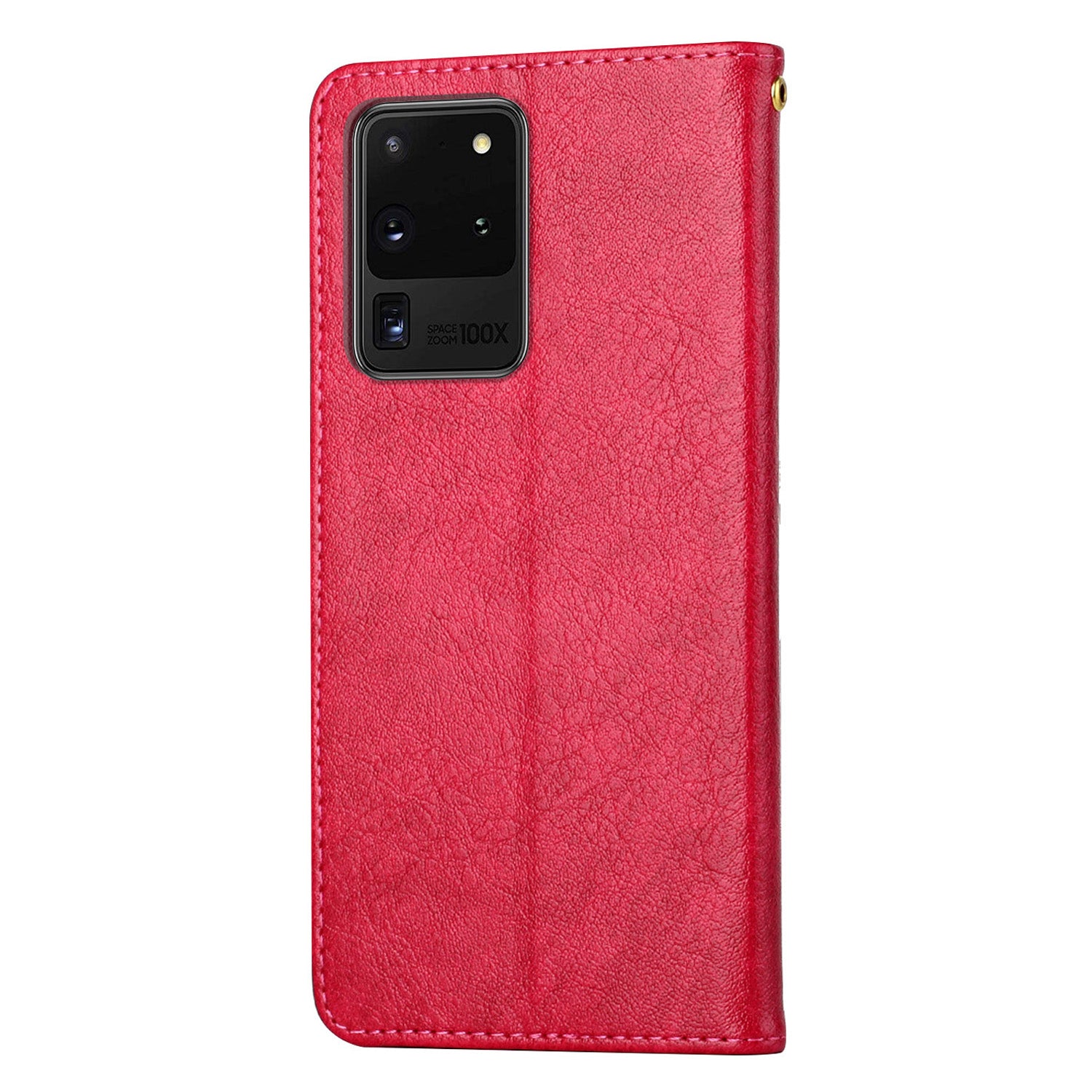 Imprinting Girl Pattern Stand Wallet Design PU Leather Protective Phone Case Shell for Samsung Galaxy S20 Ultra - Red