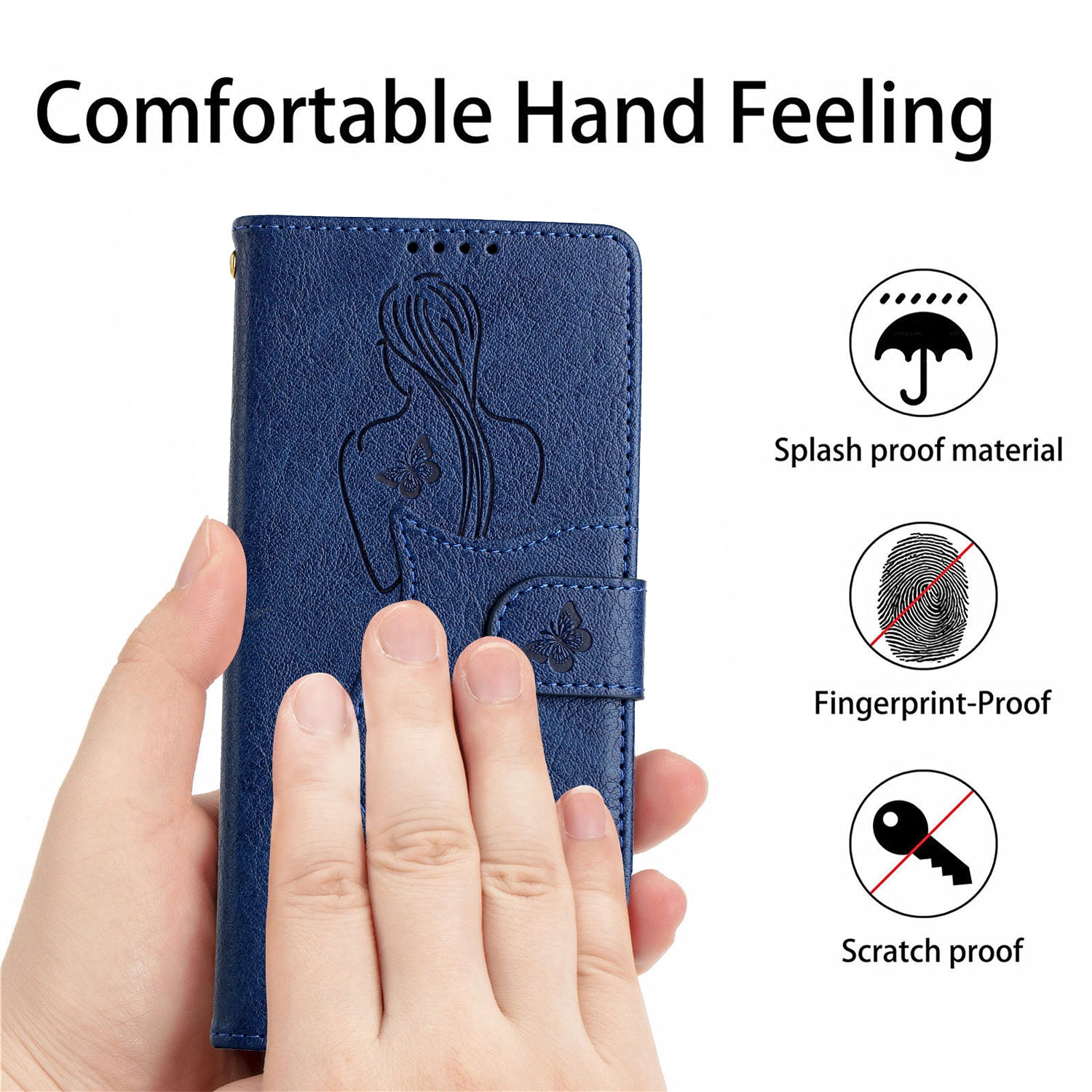 Imprinting Girl Pattern Folio Flip Leather Phone Wallet Case Cover with Stand for Samsung Galaxy S20 4G/S20 5G - Blue