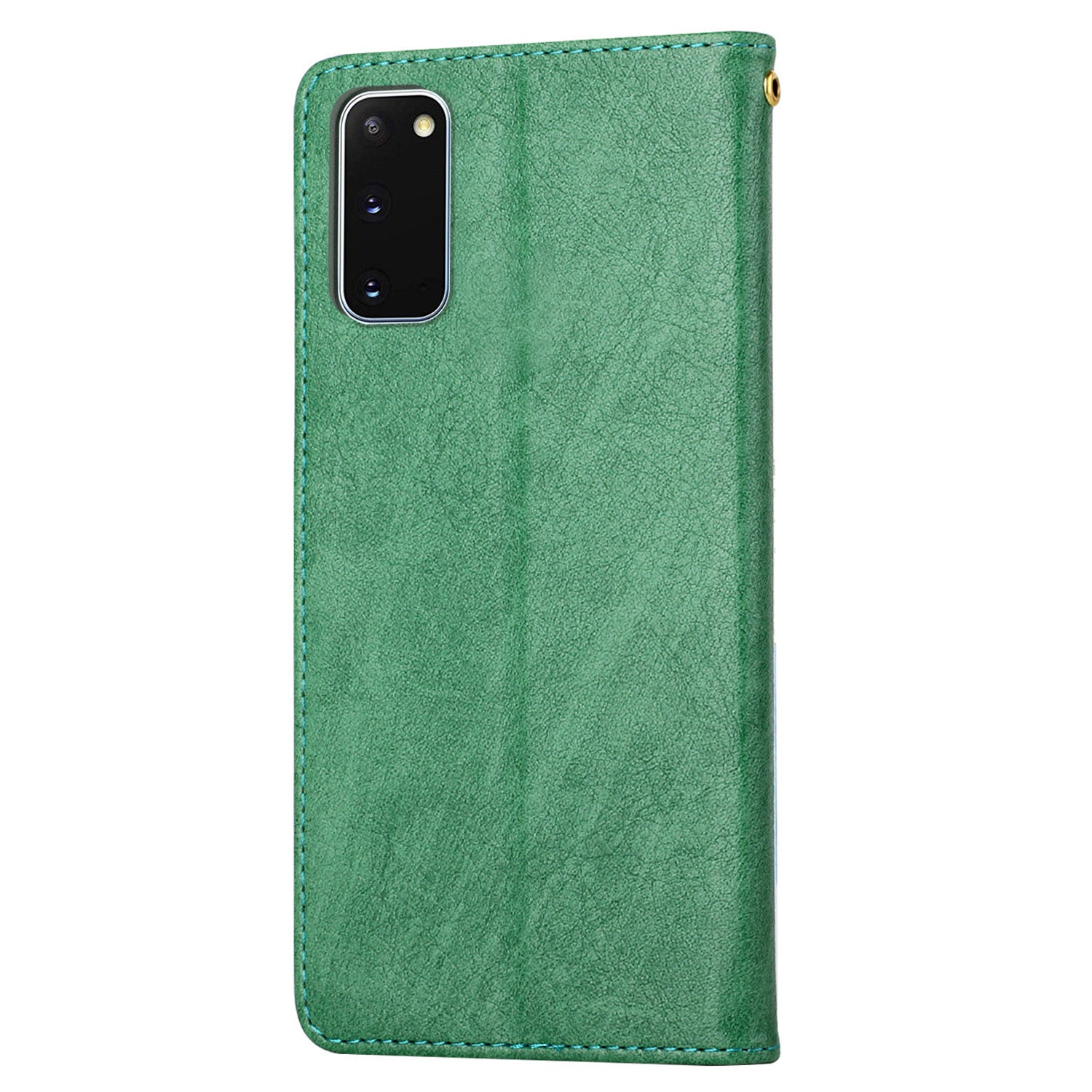 Imprinting Girl Pattern Folio Flip Leather Phone Wallet Case Cover with Stand for Samsung Galaxy S20 4G/S20 5G - Green