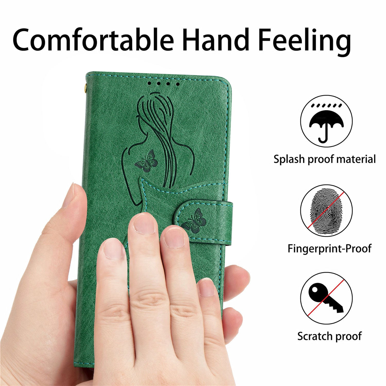 Imprinting Girl Pattern Folio Flip Leather Phone Wallet Case Cover with Stand for Samsung Galaxy S20 4G/S20 5G - Green