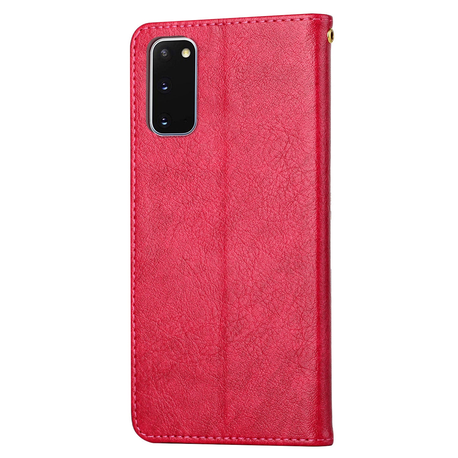 Imprinting Girl Pattern Folio Flip Leather Phone Wallet Case Cover with Stand for Samsung Galaxy S20 4G/S20 5G - Red