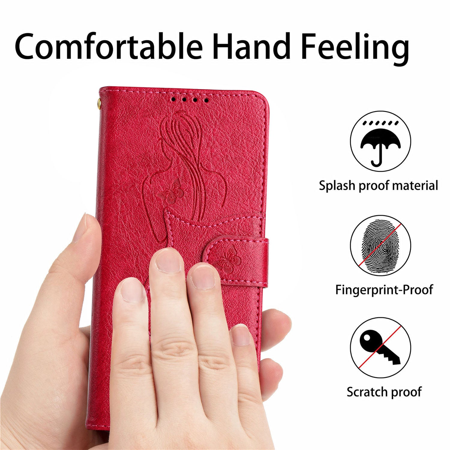 Imprinting Girl Pattern Folio Flip Leather Phone Wallet Case Cover with Stand for Samsung Galaxy S20 4G/S20 5G - Red