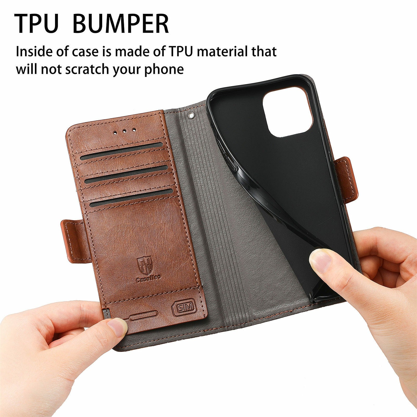 CASENEO 002 Series All-inclusive Protection Business Style Splicing PU Leather Stand Wallet Case for Samsung Galaxy S20 Plus 4G/5G - Dark Brown