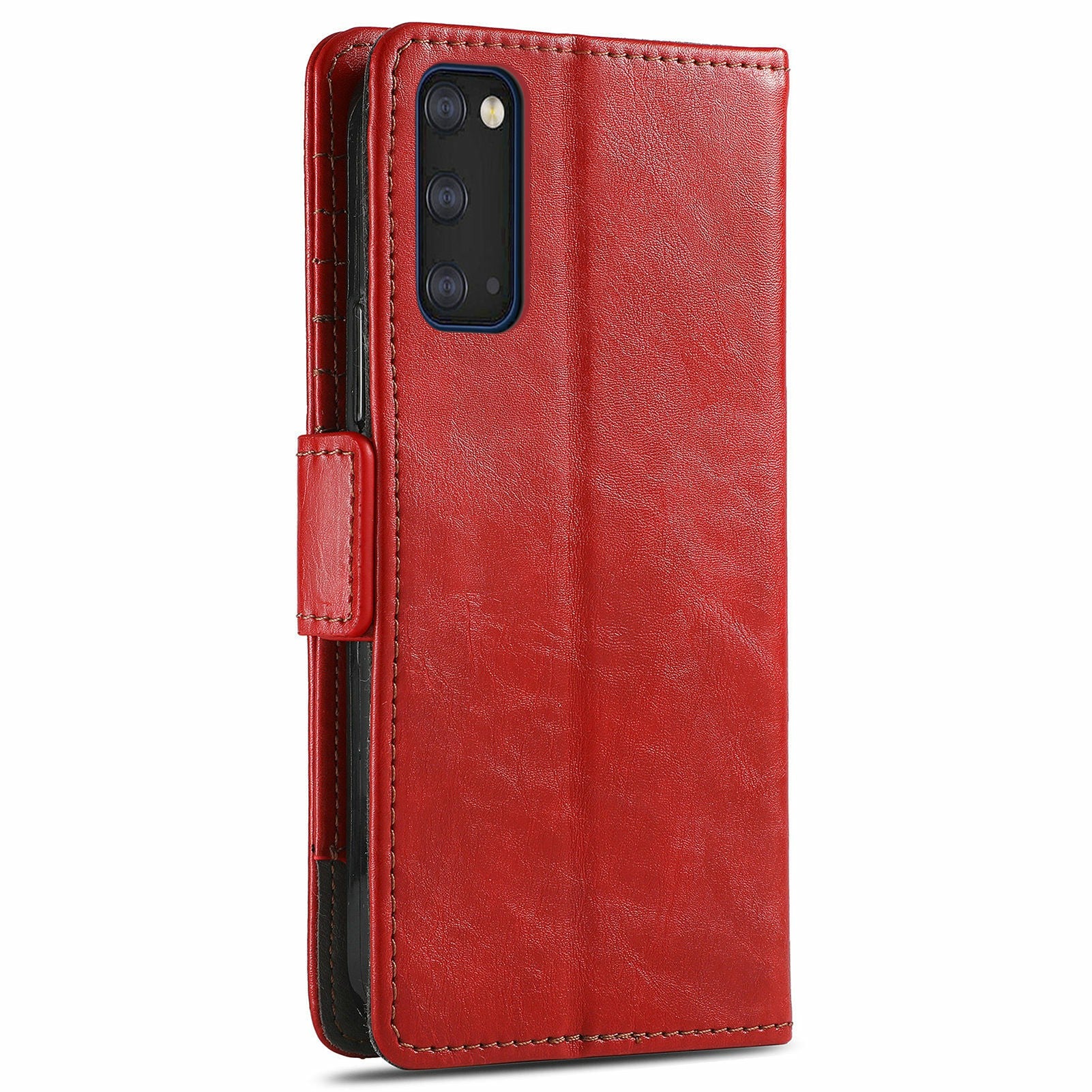 CASENEO 002 Series All-inclusive Protection Business Style Splicing PU Leather Stand Wallet Case for Samsung Galaxy S20 Plus 4G/5G - Red