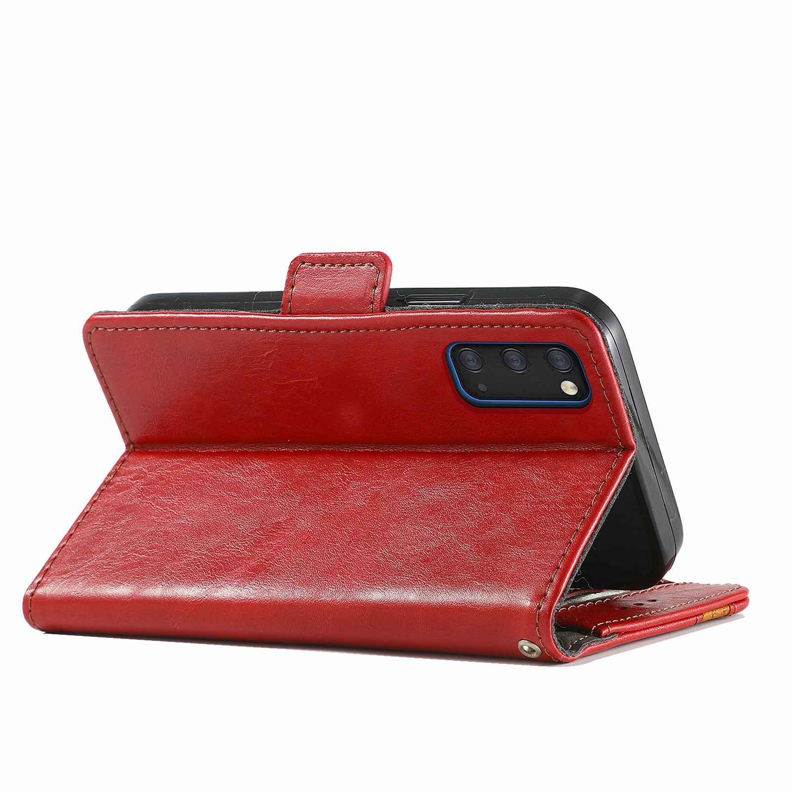 CASENEO 002 Series All-inclusive Protection Business Style Splicing PU Leather Stand Wallet Case for Samsung Galaxy S20 Plus 4G/5G - Red