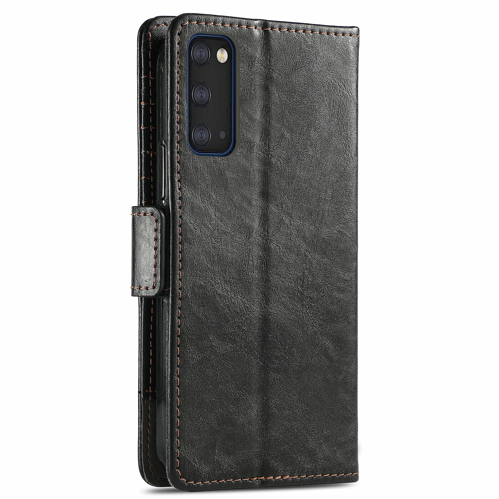 CASENEO 002 Series Bump-proof Business Style Splicing PU Leather Stand Wallet Case for Samsung Galaxy S20 4G/S20 5G - Black