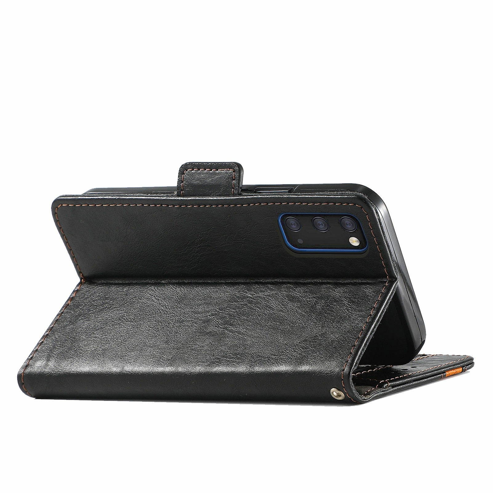 CASENEO 002 Series Bump-proof Business Style Splicing PU Leather Stand Wallet Case for Samsung Galaxy S20 4G/S20 5G - Black