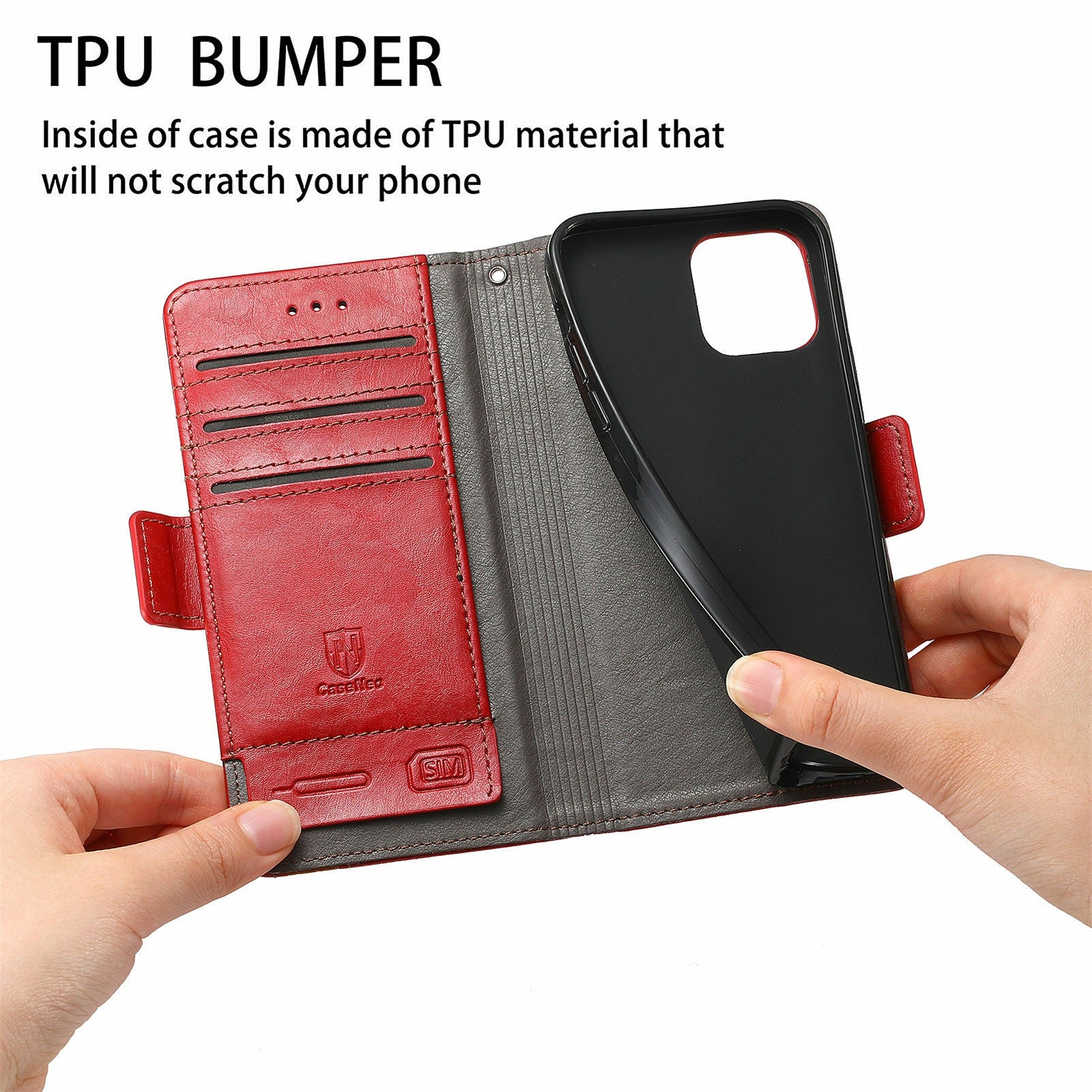 CASENEO 002 Series Bump-proof Business Style Splicing PU Leather Stand Wallet Case for Samsung Galaxy S20 4G/S20 5G - Red