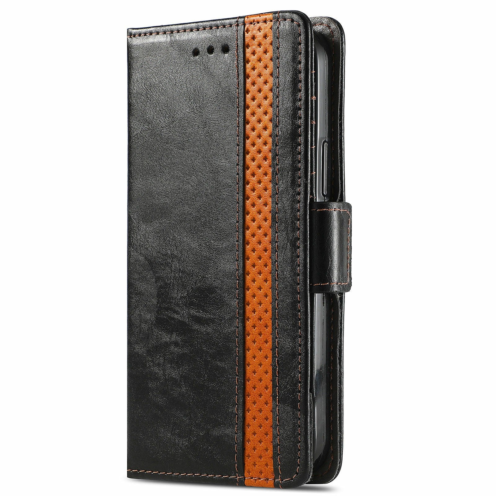 For Samsung Galaxy S20 Ultra CASENEO 002 Series Business Style Splicing Leather Case Stand Wallet Cover - Black