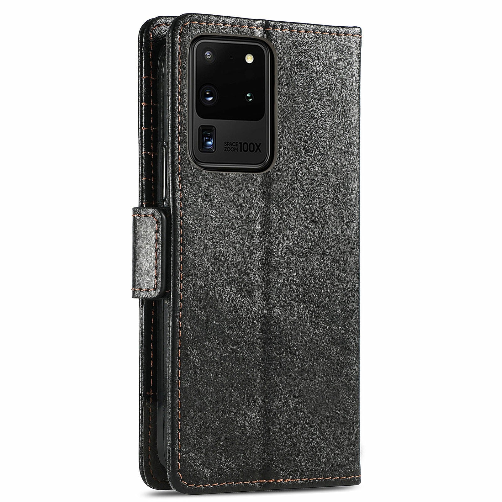 For Samsung Galaxy S20 Ultra CASENEO 002 Series Business Style Splicing Leather Case Stand Wallet Cover - Black