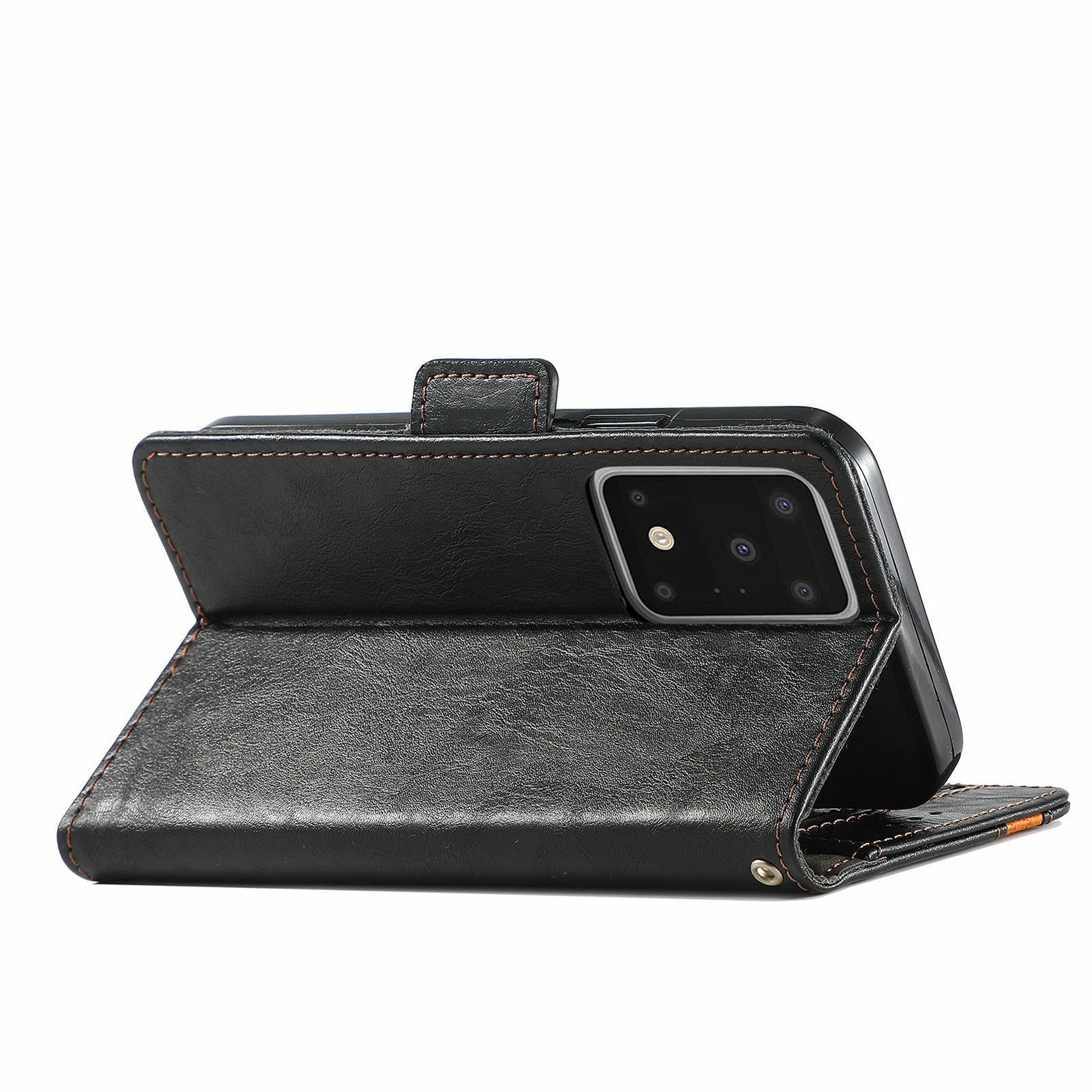 For Samsung Galaxy S20 Ultra CASENEO 002 Series Business Style Splicing Leather Case Stand Wallet Cover - Black