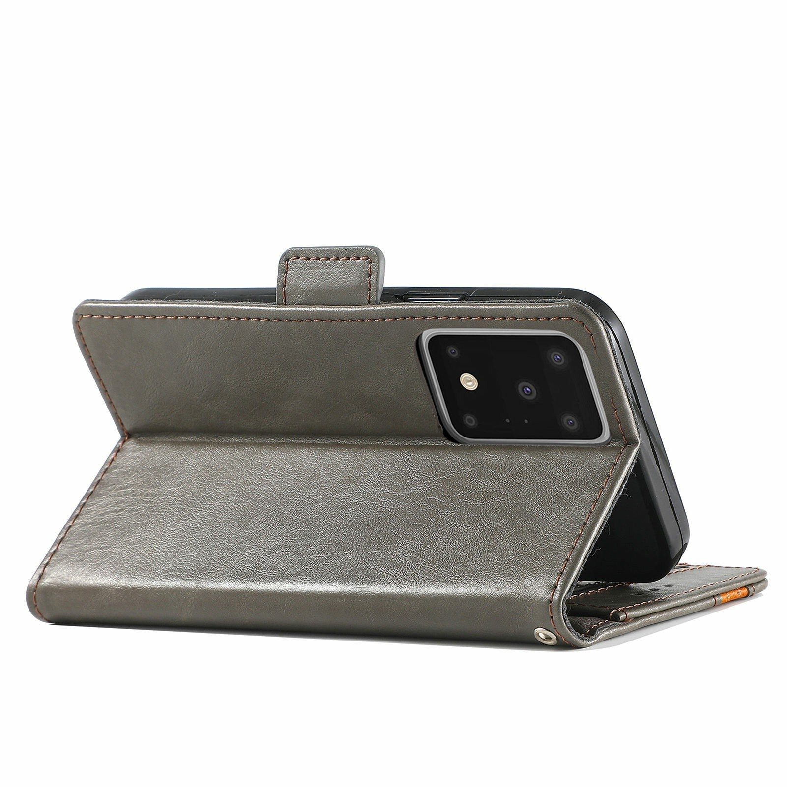 For Samsung Galaxy S20 Ultra CASENEO 002 Series Business Style Splicing Leather Case Stand Wallet Cover - Grey