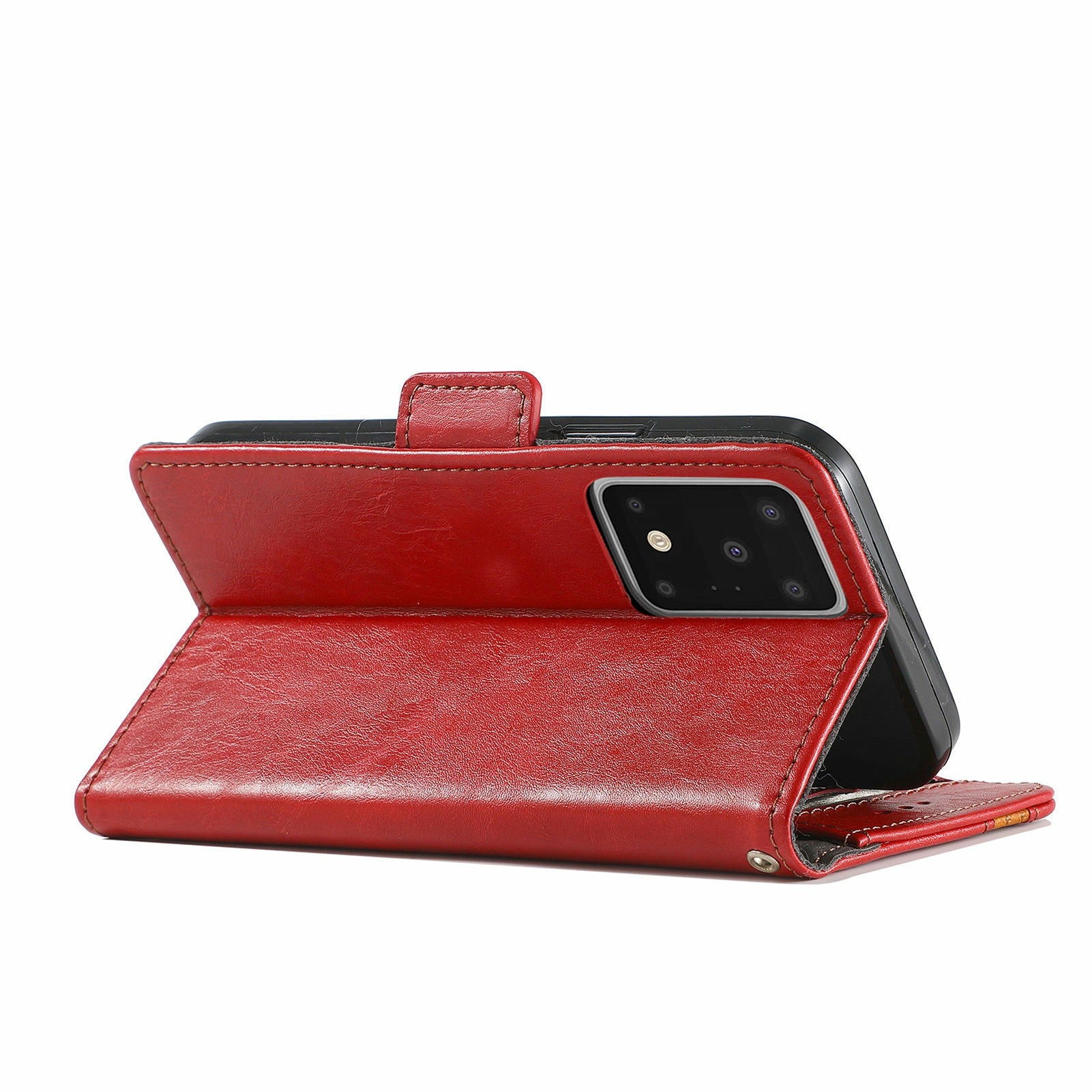 For Samsung Galaxy S20 Ultra CASENEO 002 Series Business Style Splicing Leather Case Stand Wallet Cover - Red