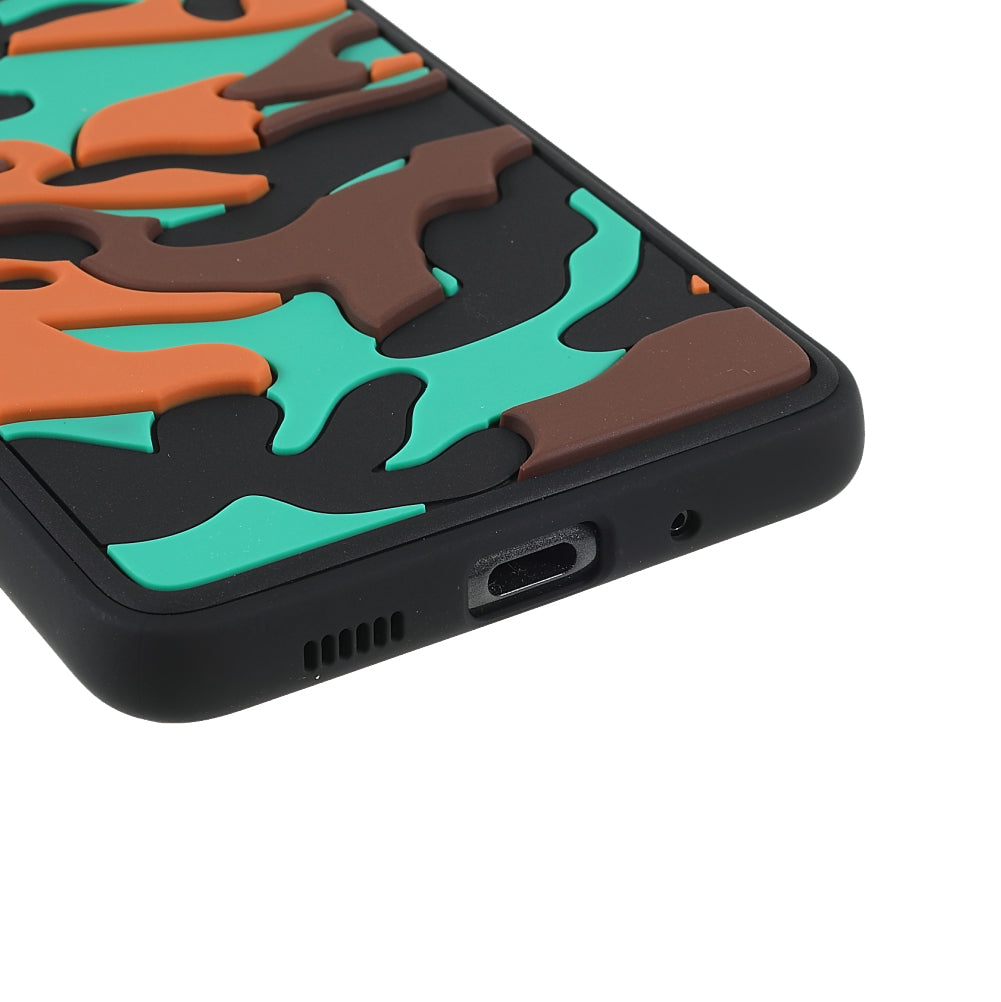 Camouflage Cloud Pattern Rugged Surface Silicone + TPU Hybrid Case Phone Shell Cover for Samsung Galaxy S20 Plus 4G/5G - Camouflage Orange