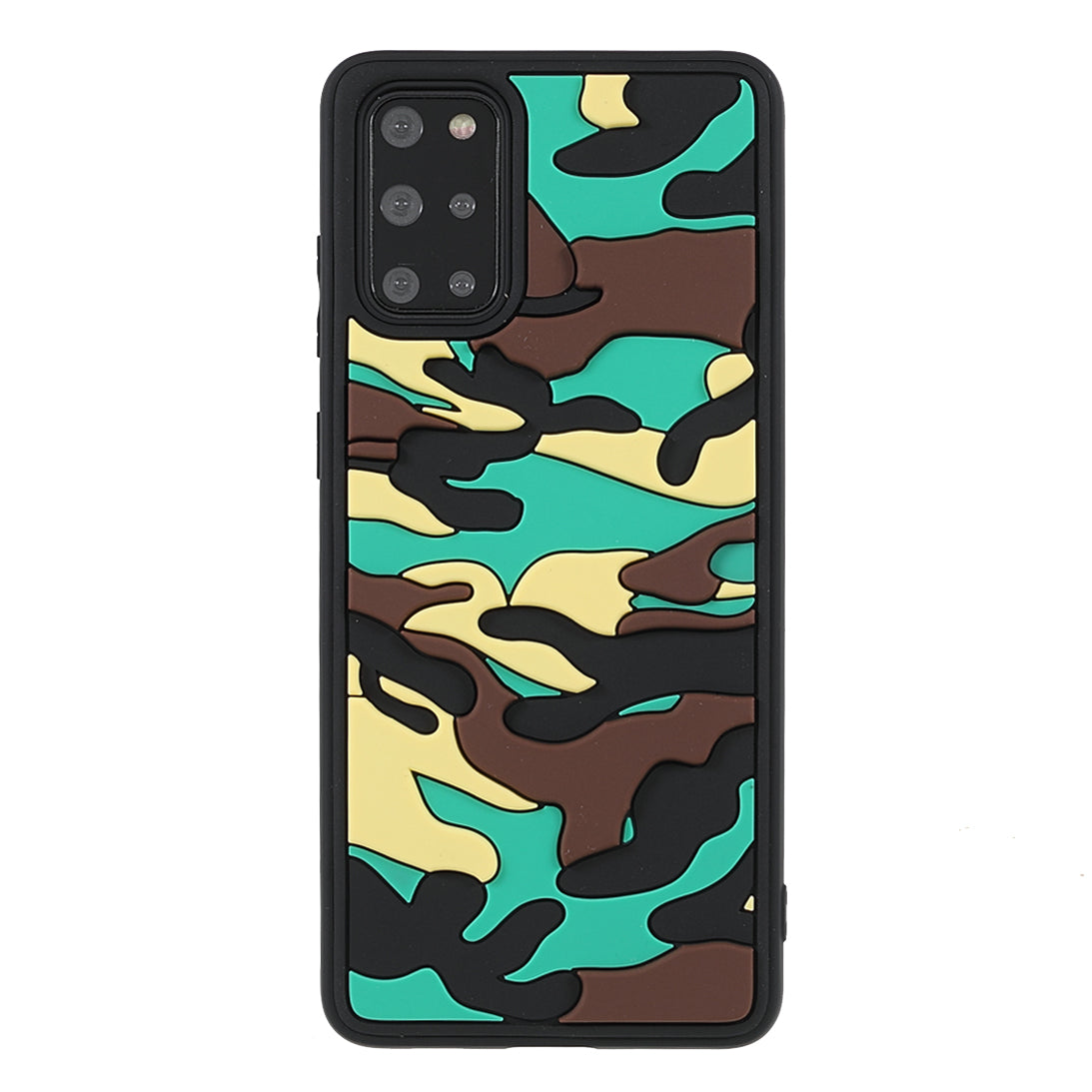 Camouflage Cloud Pattern Rugged Surface Silicone + TPU Hybrid Case Phone Shell Cover for Samsung Galaxy S20 Plus 4G/5G - Camouflage Green