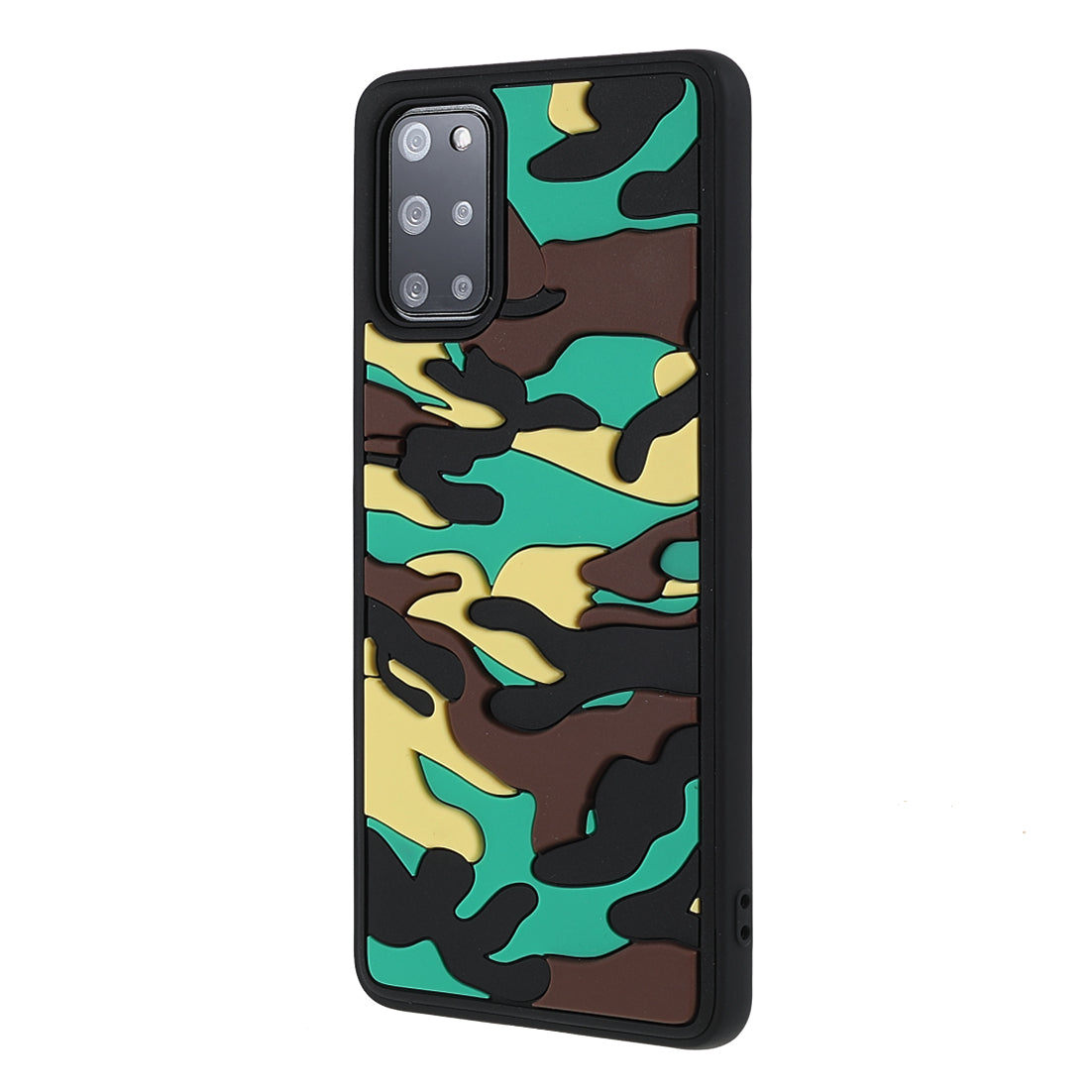 Camouflage Cloud Pattern Rugged Surface Silicone + TPU Hybrid Case Phone Shell Cover for Samsung Galaxy S20 Plus 4G/5G - Camouflage Green