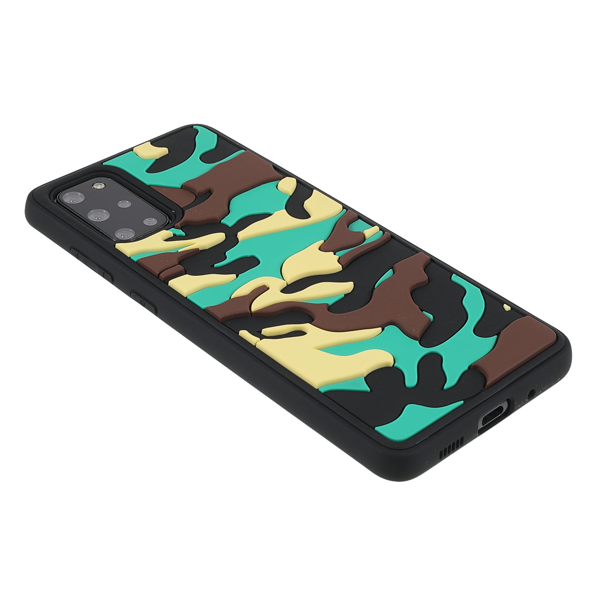 Camouflage Cloud Pattern Rugged Surface Silicone + TPU Hybrid Case Phone Shell Cover for Samsung Galaxy S20 Plus 4G/5G - Camouflage Green