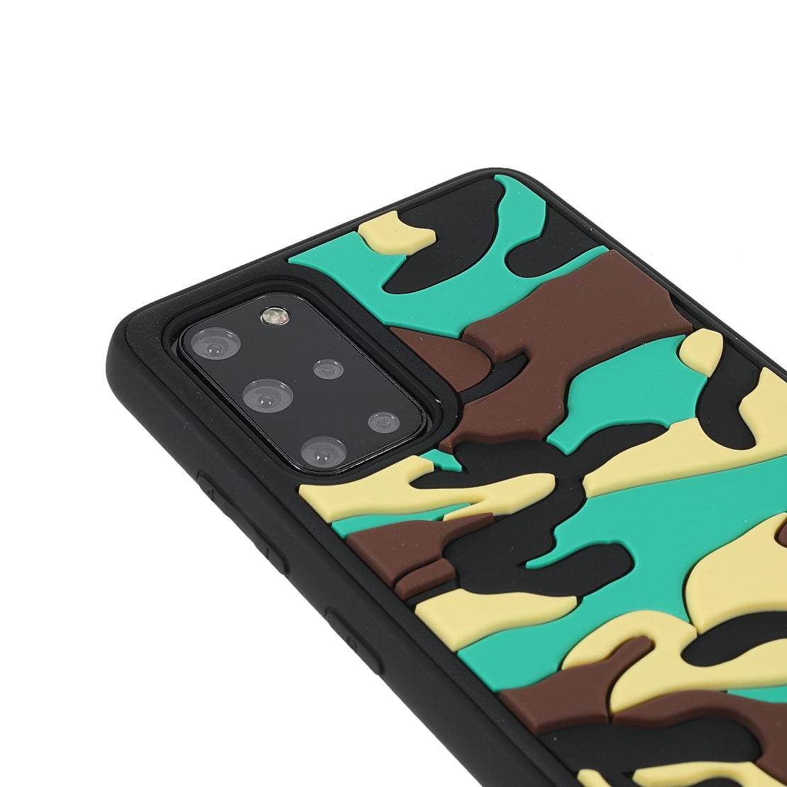 Camouflage Cloud Pattern Rugged Surface Silicone + TPU Hybrid Case Phone Shell Cover for Samsung Galaxy S20 Plus 4G/5G - Camouflage Green