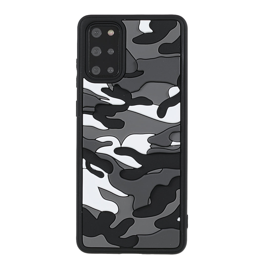 Camouflage Cloud Pattern Rugged Surface Silicone + TPU Hybrid Case Phone Shell Cover for Samsung Galaxy S20 Plus 4G/5G - Camouflage Grey