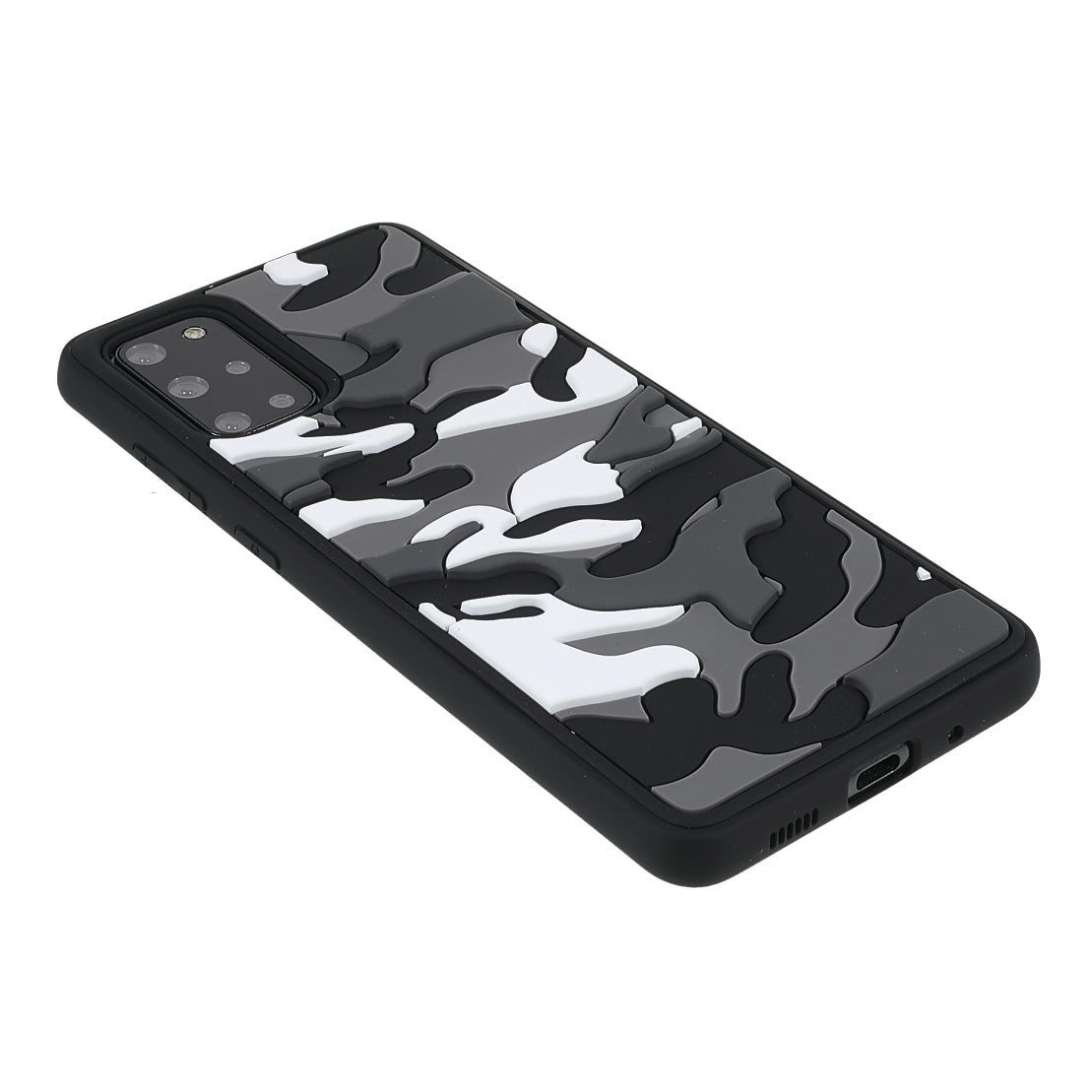 Camouflage Cloud Pattern Rugged Surface Silicone + TPU Hybrid Case Phone Shell Cover for Samsung Galaxy S20 Plus 4G/5G - Camouflage Grey