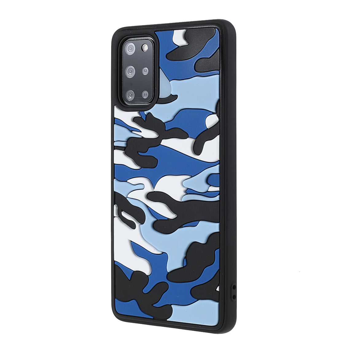 Camouflage Cloud Pattern Rugged Surface Silicone + TPU Hybrid Case Phone Shell Cover for Samsung Galaxy S20 Plus 4G/5G - Camouflage Blue