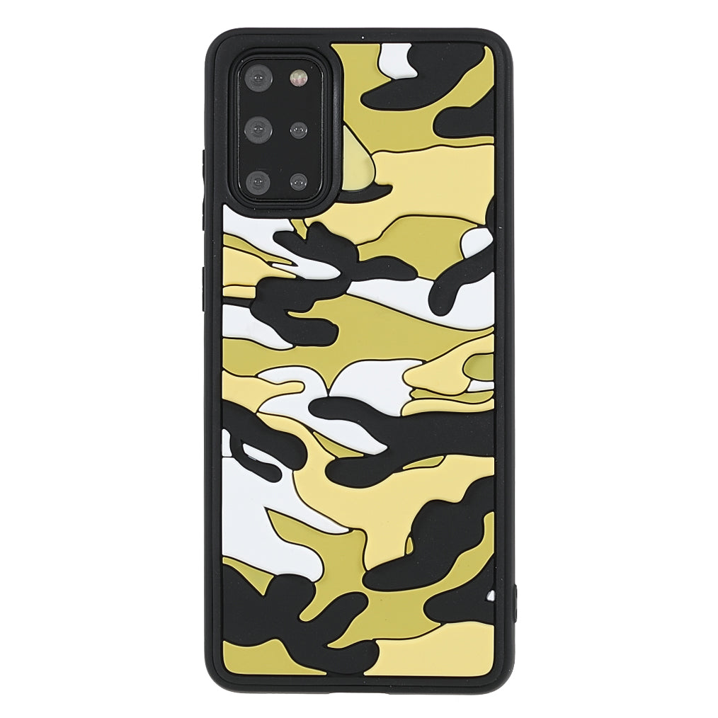 Camouflage Cloud Pattern Rugged Surface Silicone + TPU Hybrid Case Phone Shell Cover for Samsung Galaxy S20 Plus 4G/5G - Camouflage Yellow