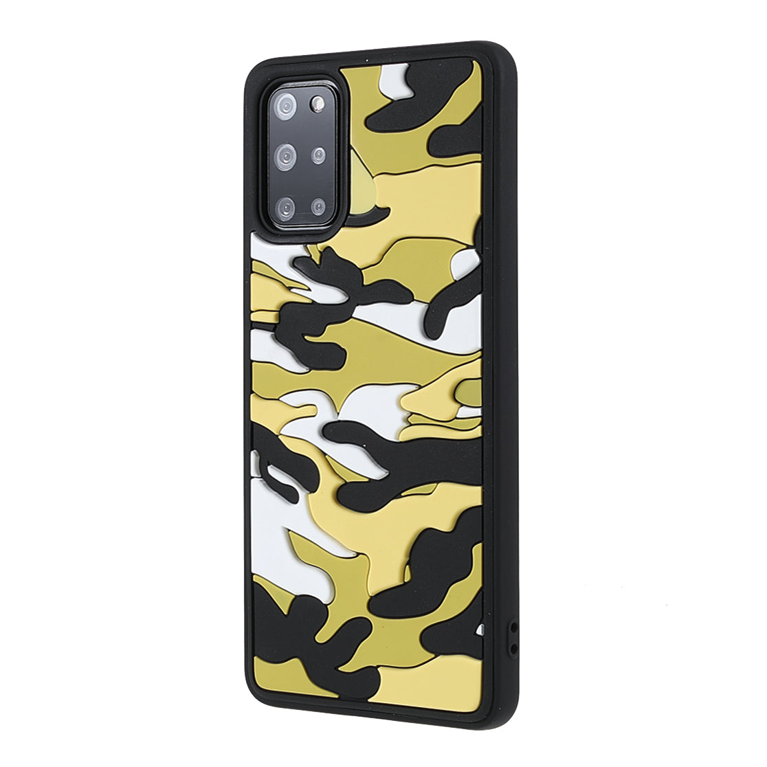 Camouflage Cloud Pattern Rugged Surface Silicone + TPU Hybrid Case Phone Shell Cover for Samsung Galaxy S20 Plus 4G/5G - Camouflage Yellow