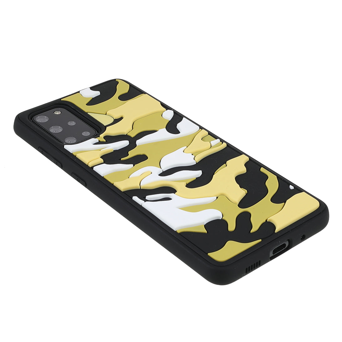 Camouflage Cloud Pattern Rugged Surface Silicone + TPU Hybrid Case Phone Shell Cover for Samsung Galaxy S20 Plus 4G/5G - Camouflage Yellow