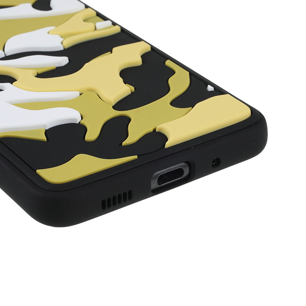 Camouflage Cloud Pattern Rugged Surface Silicone + TPU Hybrid Case Phone Shell Cover for Samsung Galaxy S20 Plus 4G/5G - Camouflage Yellow