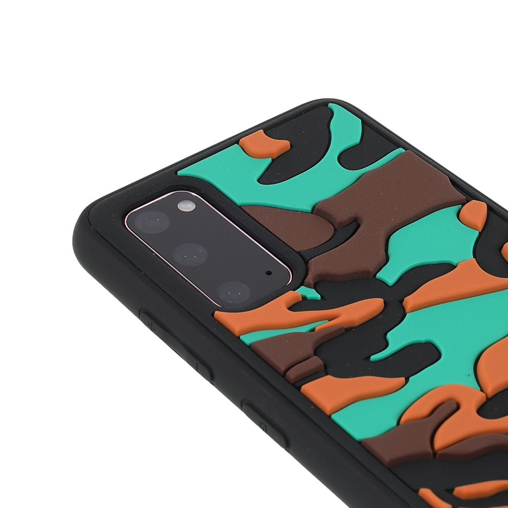 Scratch Resistant Rugged Camouflage Pattern Anti-fall TPU Phone Cover Case for Samsung Galaxy S20 4G/S20 5G - Orange