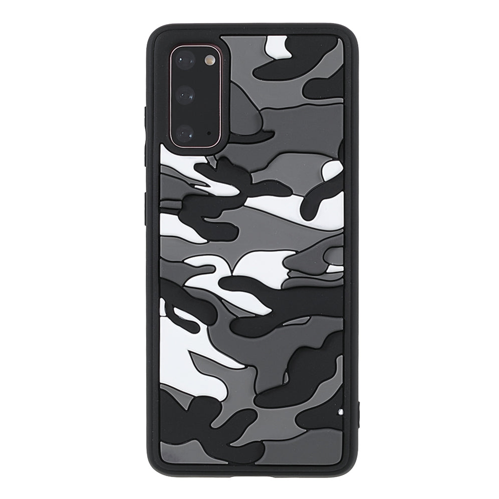 Scratch Resistant Rugged Camouflage Pattern Anti-fall TPU Phone Cover Case for Samsung Galaxy S20 4G/S20 5G - Grey